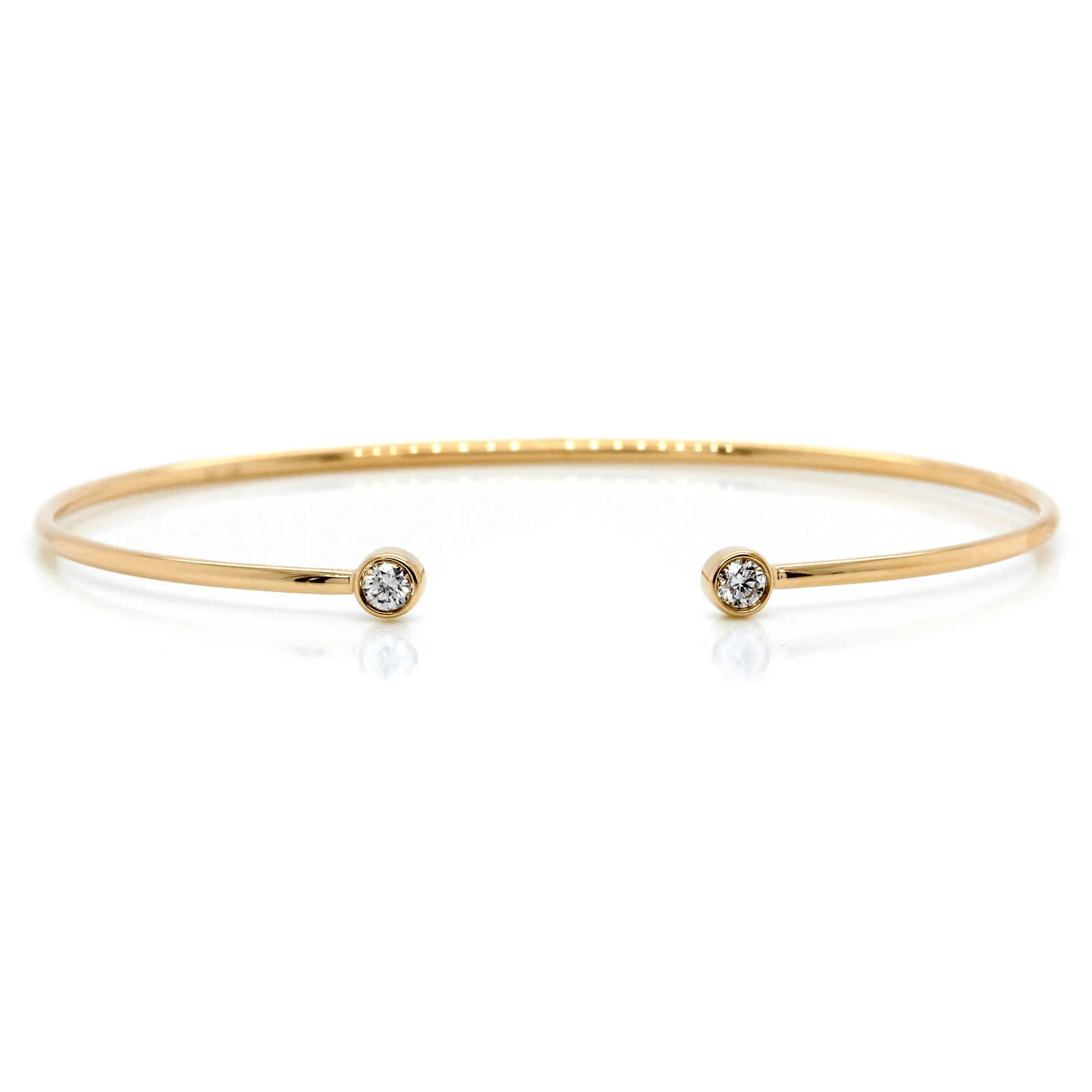 14K Yellow Gold Diamond End Cuff Bracelet