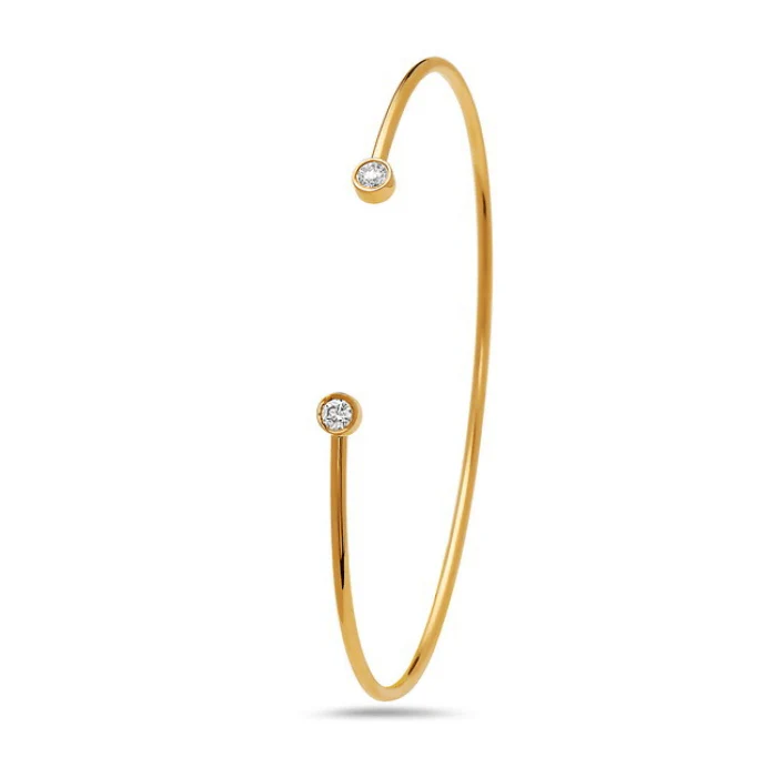 14K Yellow Gold Diamond End Cuff Bracelet - Image 2