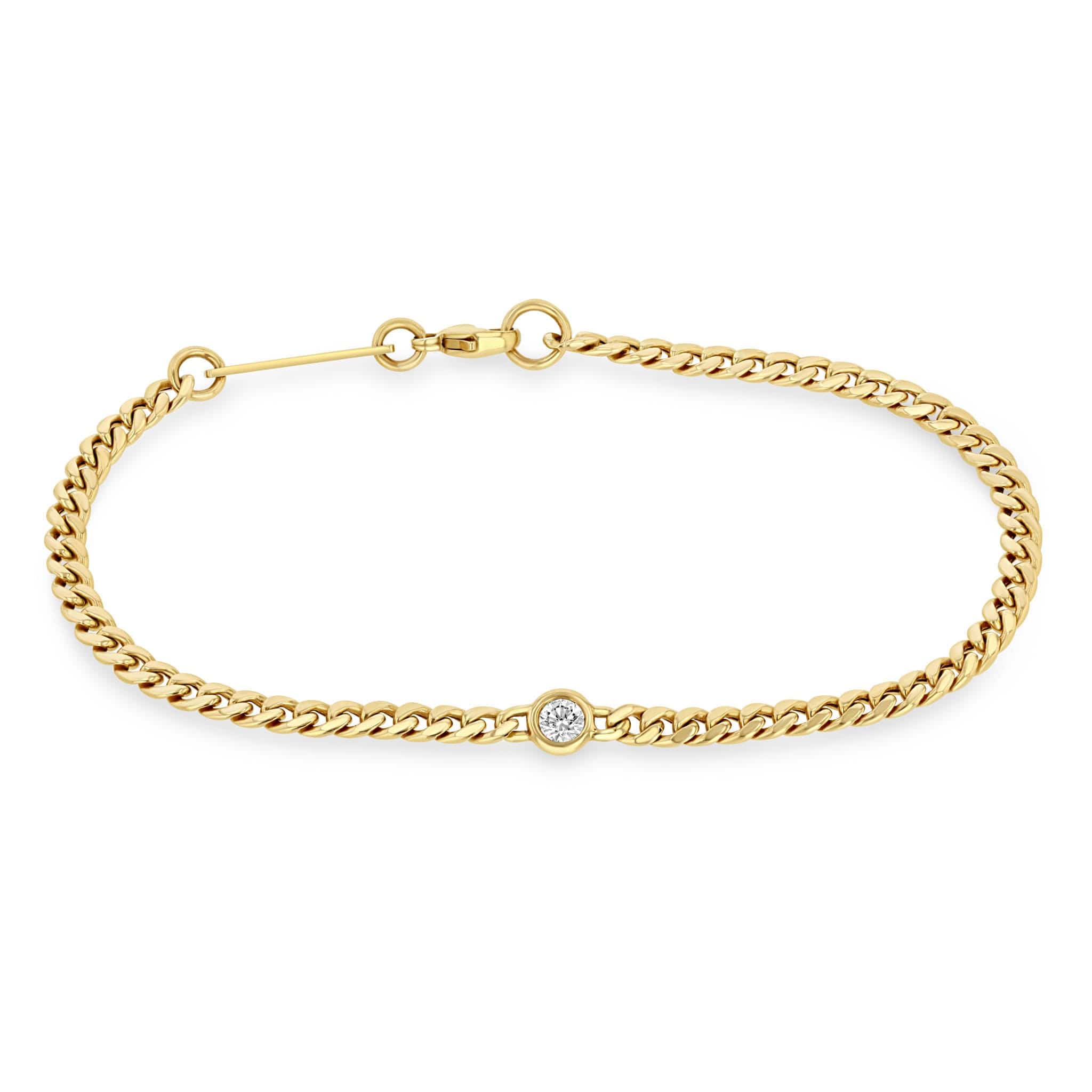 Zoe Chicco 14K Yellow Gold Diamond Small Curb Chain Bracelet - Image 4