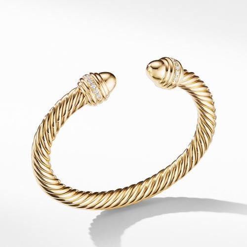 Cable Bracelet in 18K Gold with Gold Dome and Diamonds - Image 2