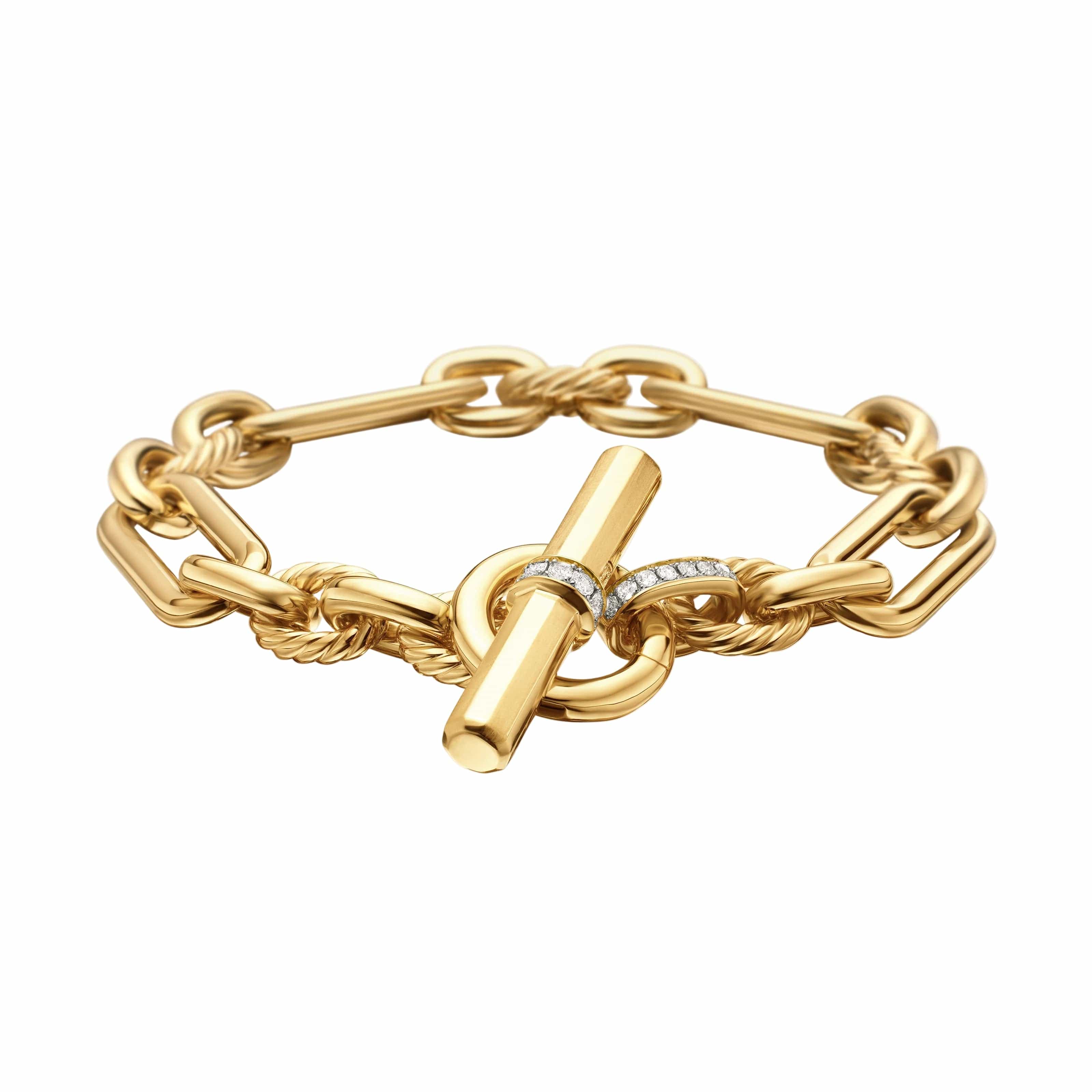 Lexington Chain Bracelet 18K Yellow Gold with Diamonds, 9.8mm