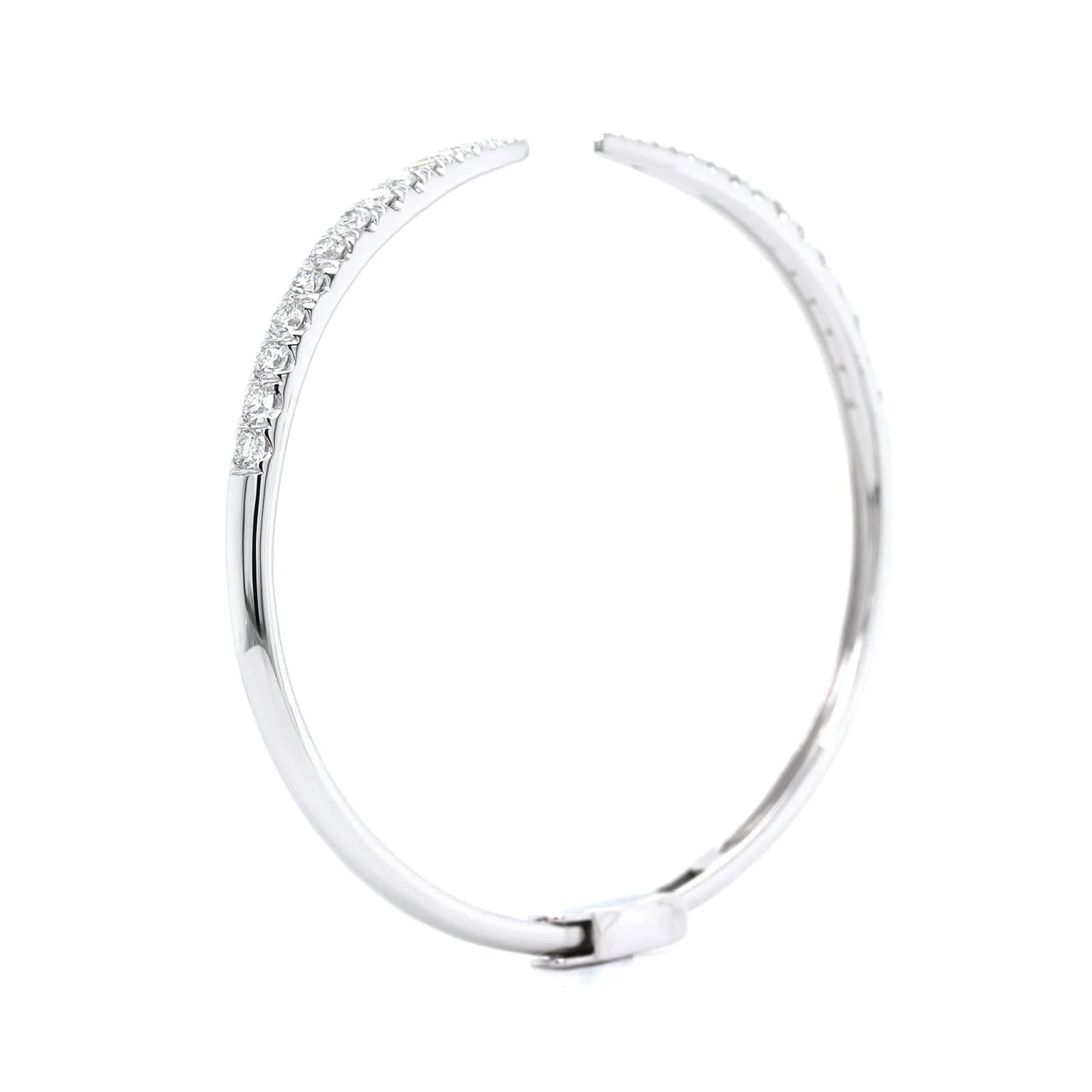 14K White Gold Diamond Claw Cuff Bangle - Image 3