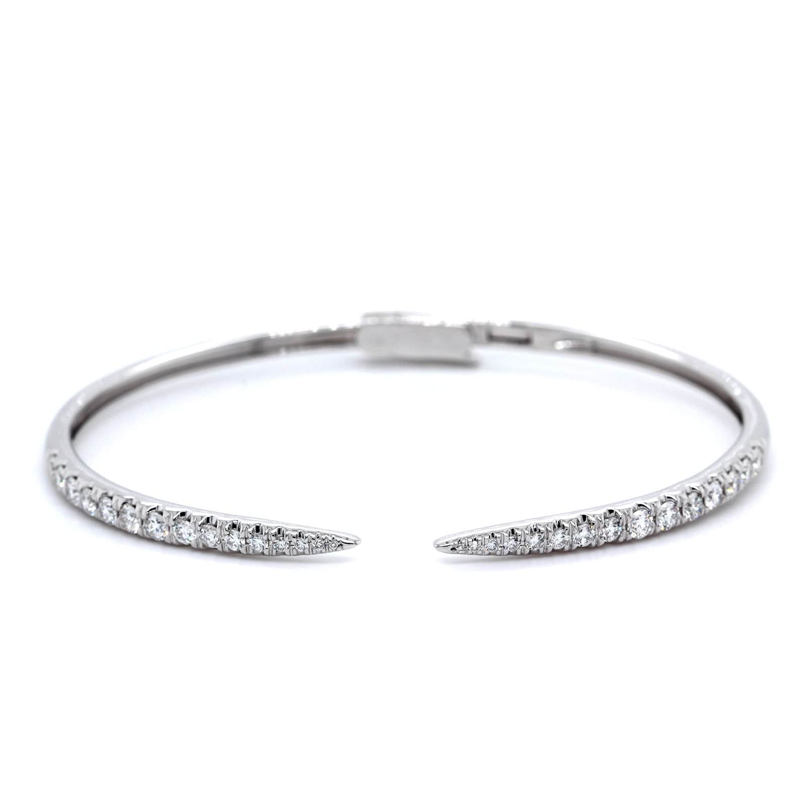 14K White Gold Diamond Claw Cuff Bangle - Image 4