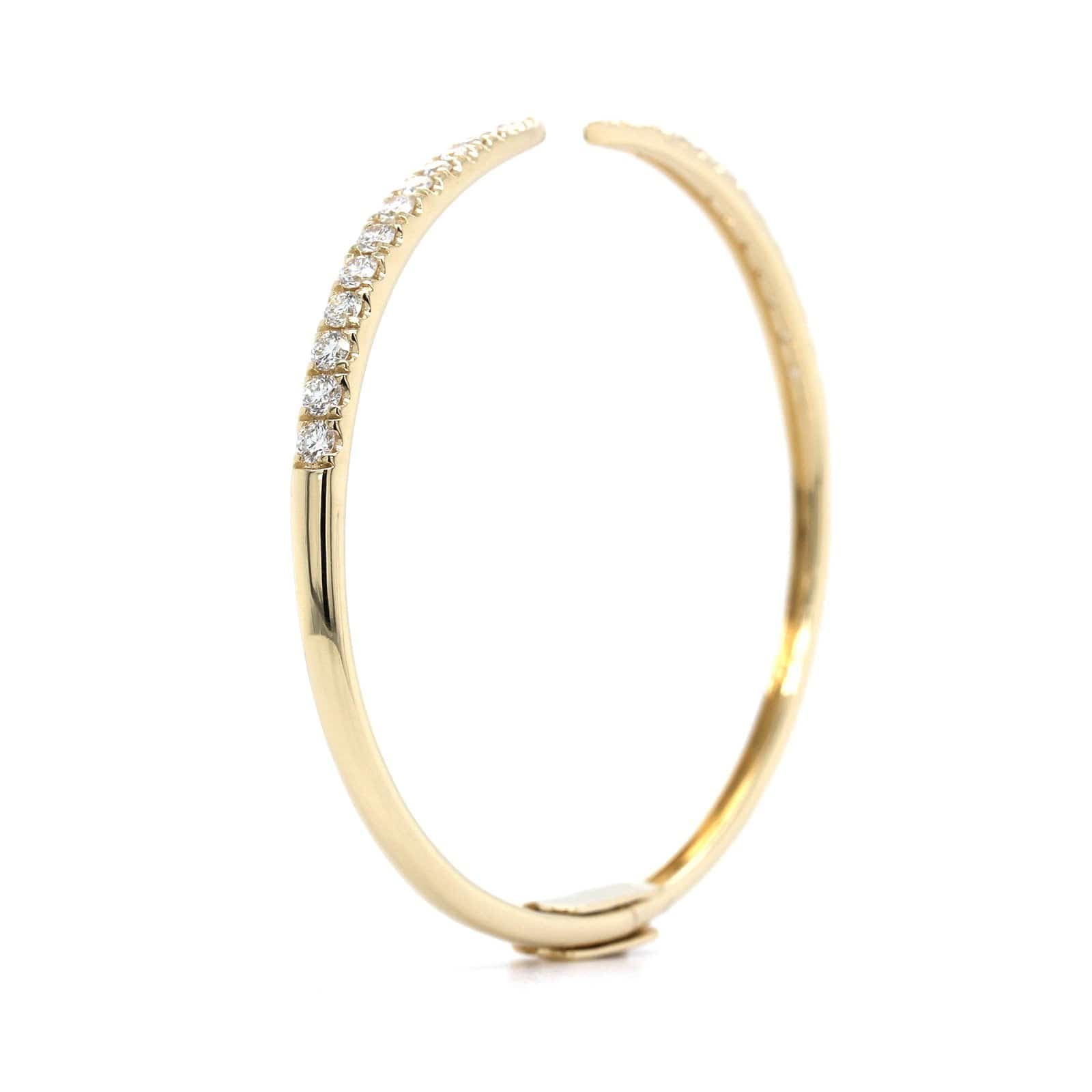 14K Yellow Gold Diamond Claw Cuff Bangle - Image 3