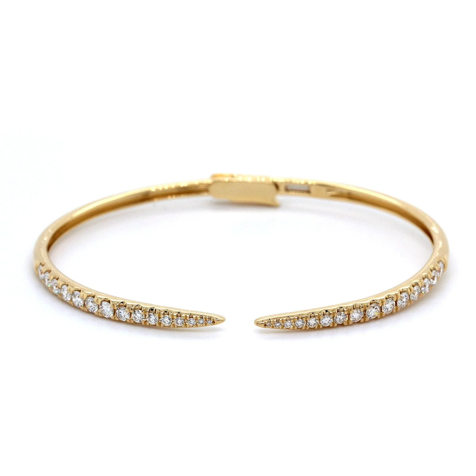 14K Yellow Gold Diamond Claw Cuff Bangle - Image 4