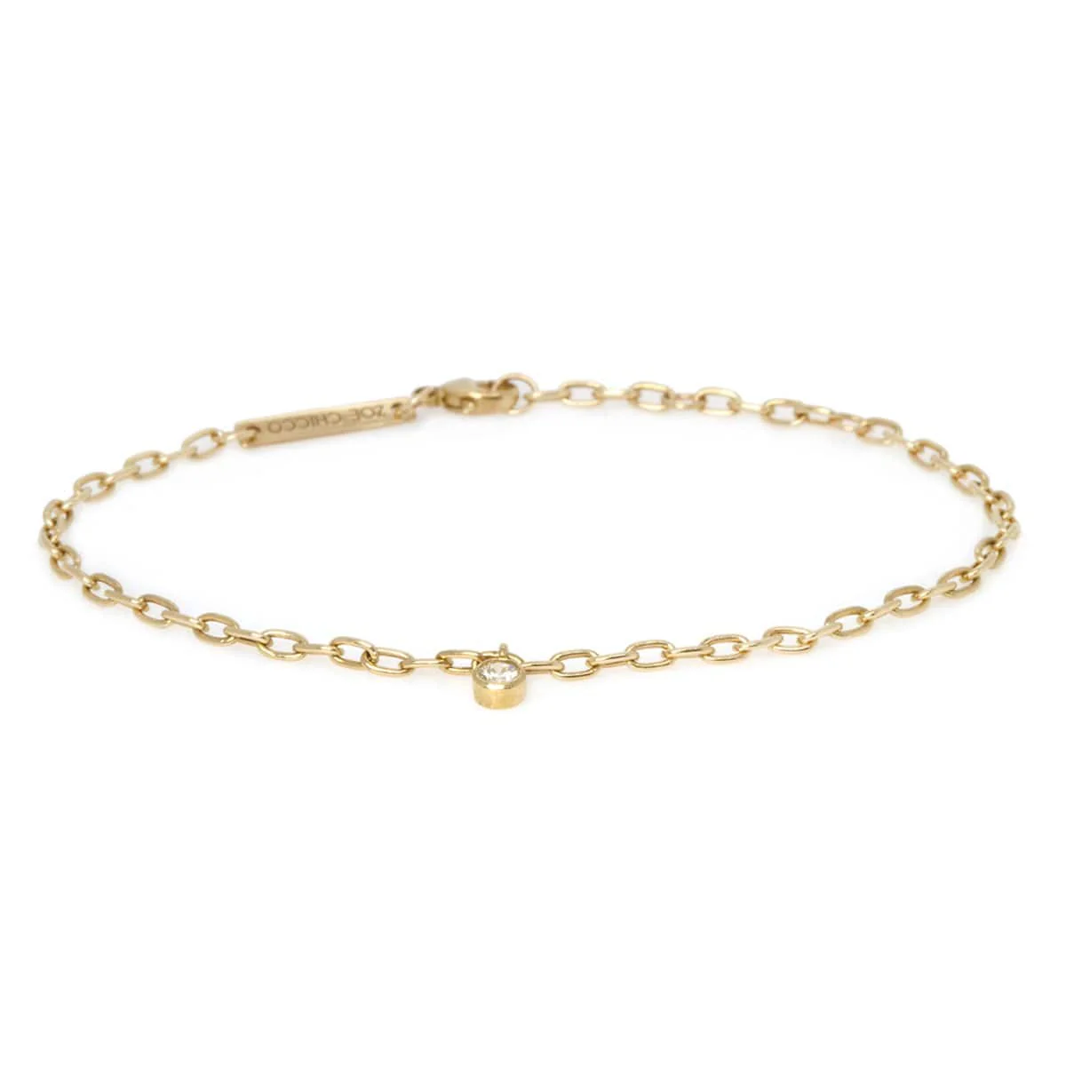 14K Yellow Gold Diamond Oval Link Bracelet