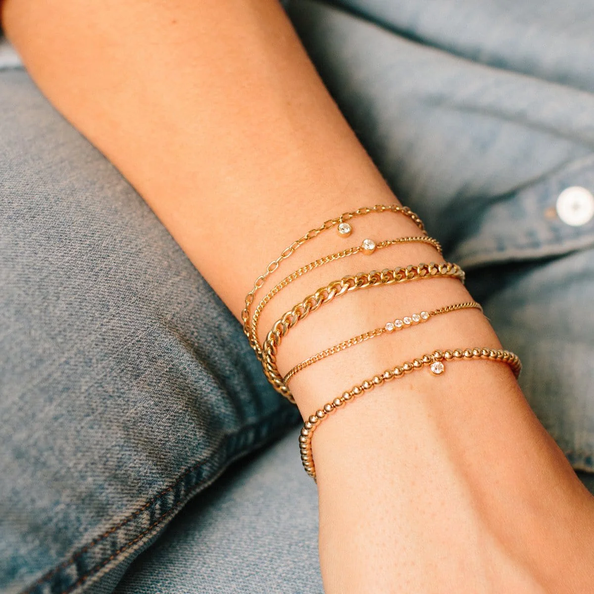 14K Yellow Gold Diamond Oval Link Bracelet - Image 2