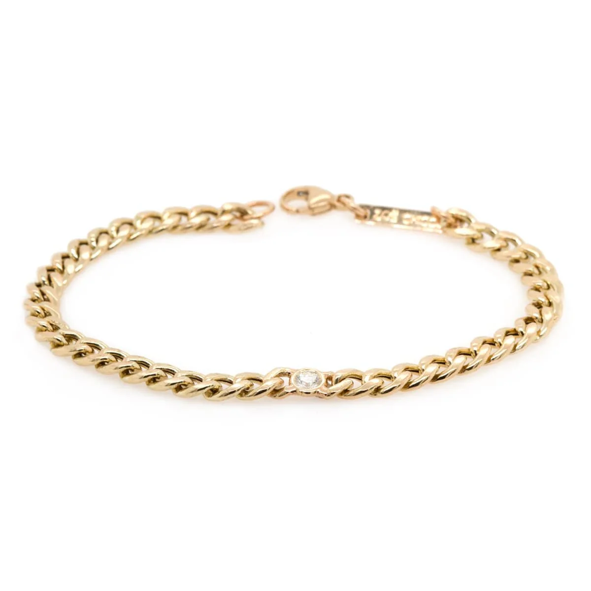 14K Yellow Gold Diamond Curb Link Bracelet
