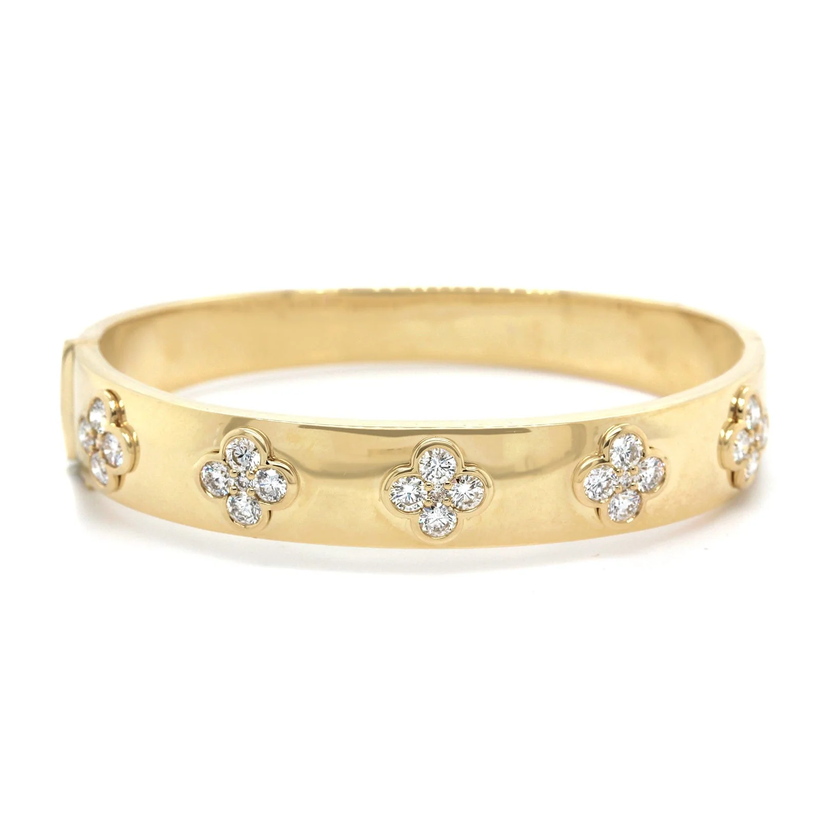14K Yellow Gold Diamond Clover Bracelet