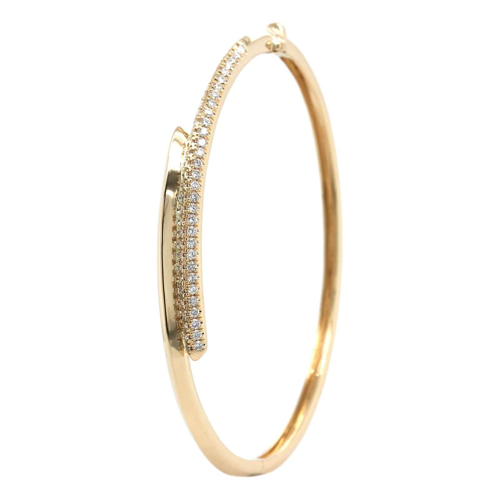 14K Yellow Gold Knife Edge Diamond Bracelet - Image 3