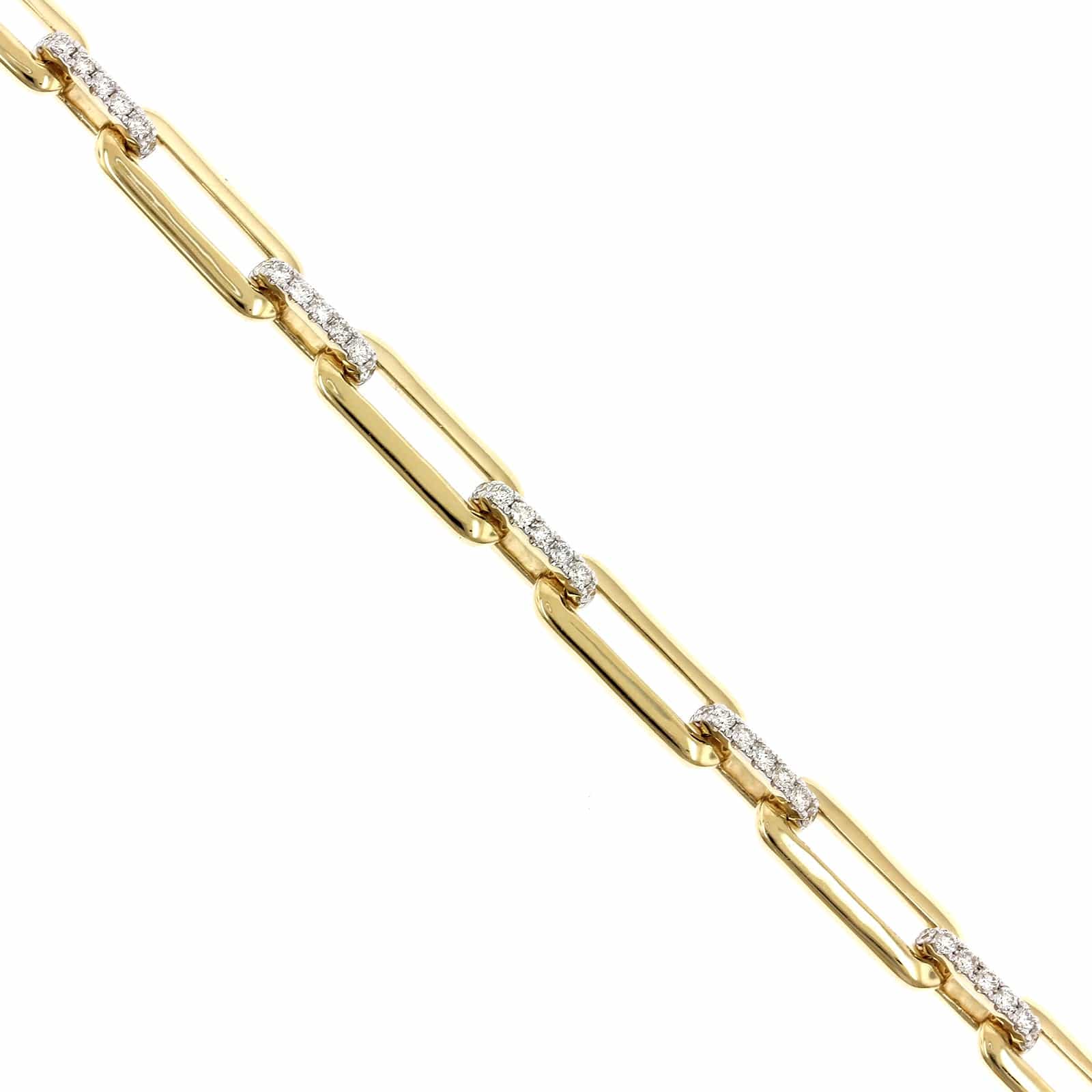 14K Yellow Gold Large Link Diamond Bracelet - Image 2