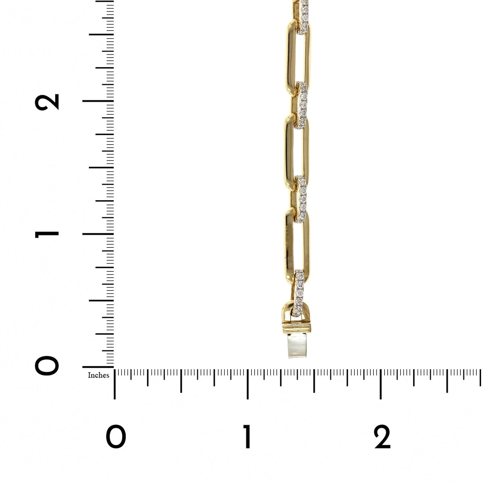 14K Yellow Gold Large Link Diamond Bracelet - Image 3