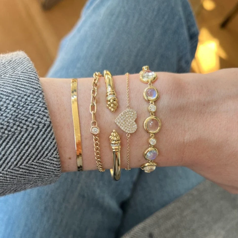 14K Yellow Gold Single Diamond Chain Bracelet - Image 2