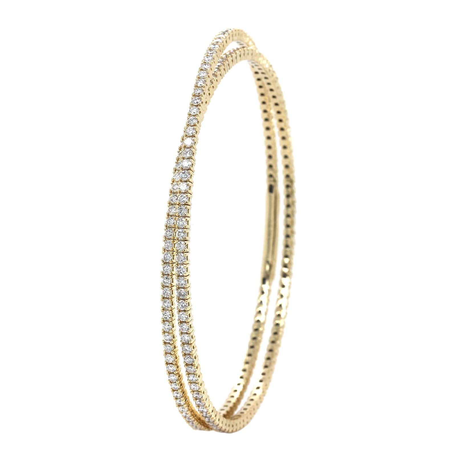 14K Yellow Gold Diamond Flexible Bangle - Image 2