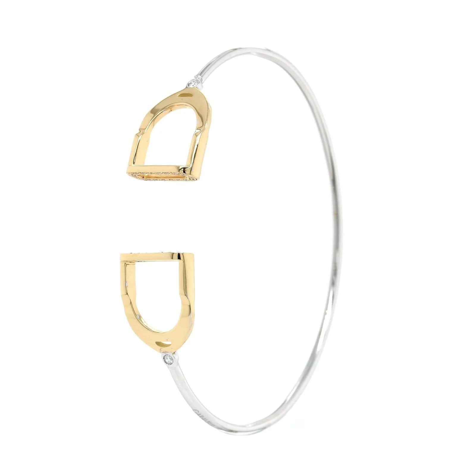 18K Yellow and White Gold Diamond Cuff Bracelet - Image 3