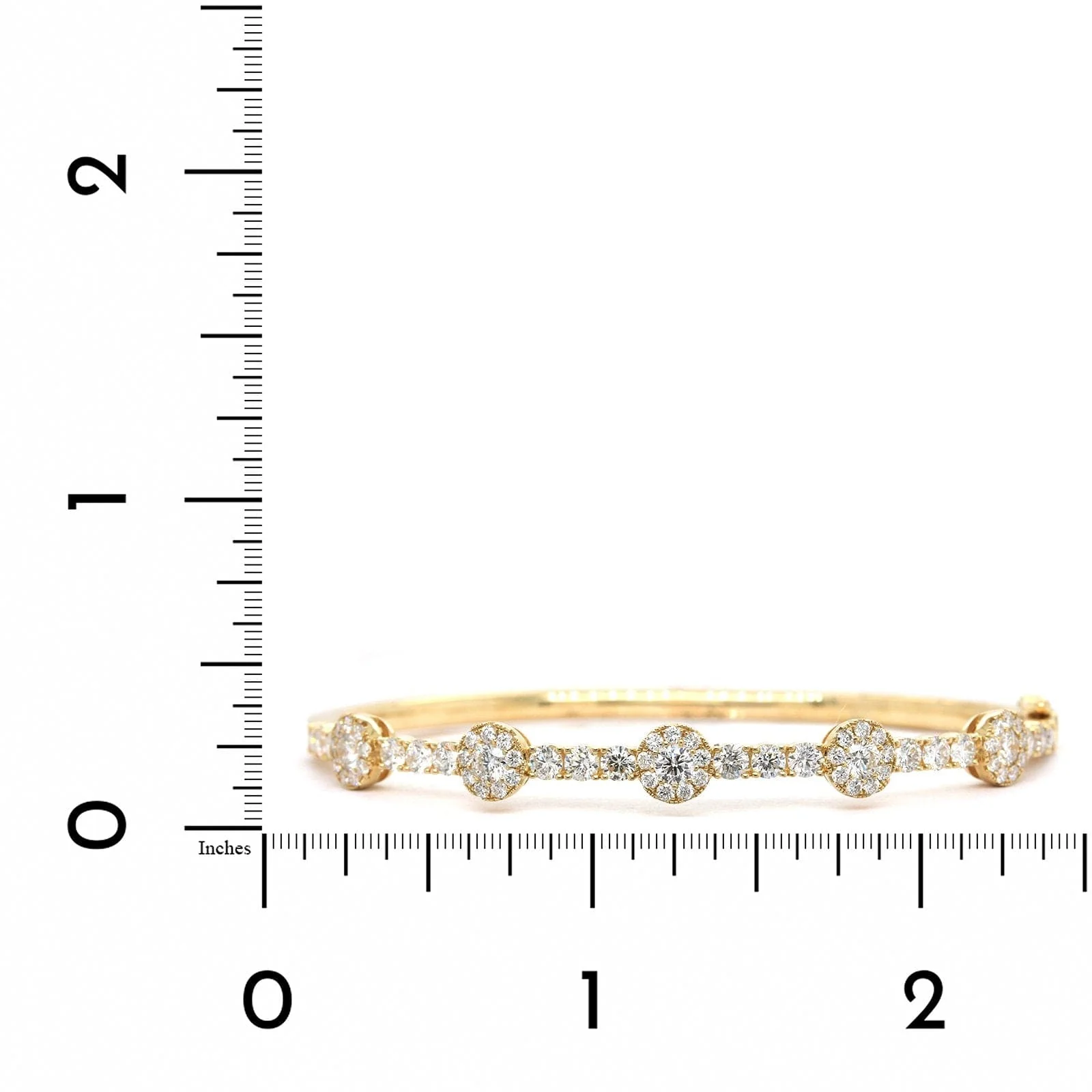 14K Yellow 5 Floral Station Diamond Bangle - Image 3