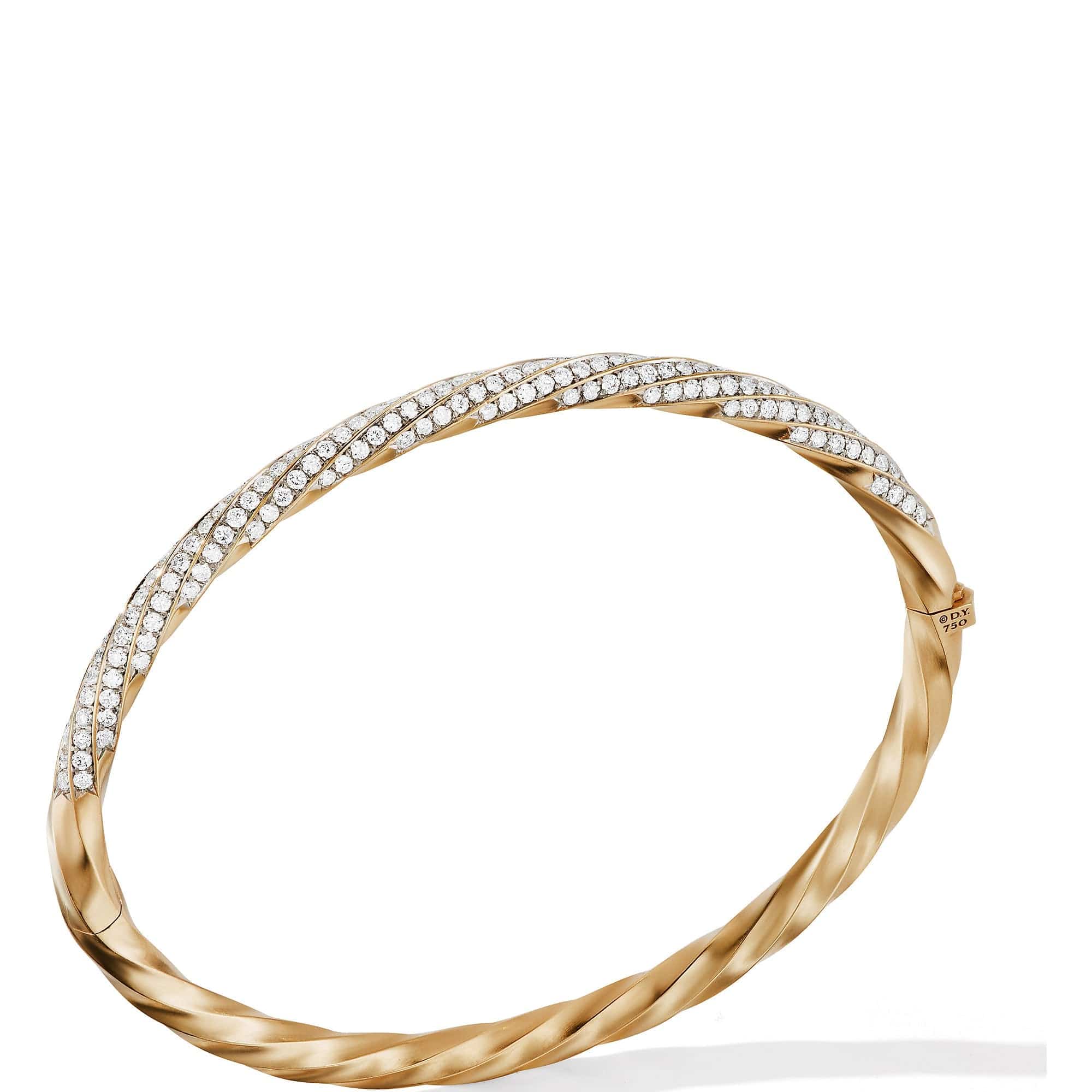 Cable Edge Bracelet in Recycled 18K Yellow Gold with Full Pavé Diamonds - Image 2