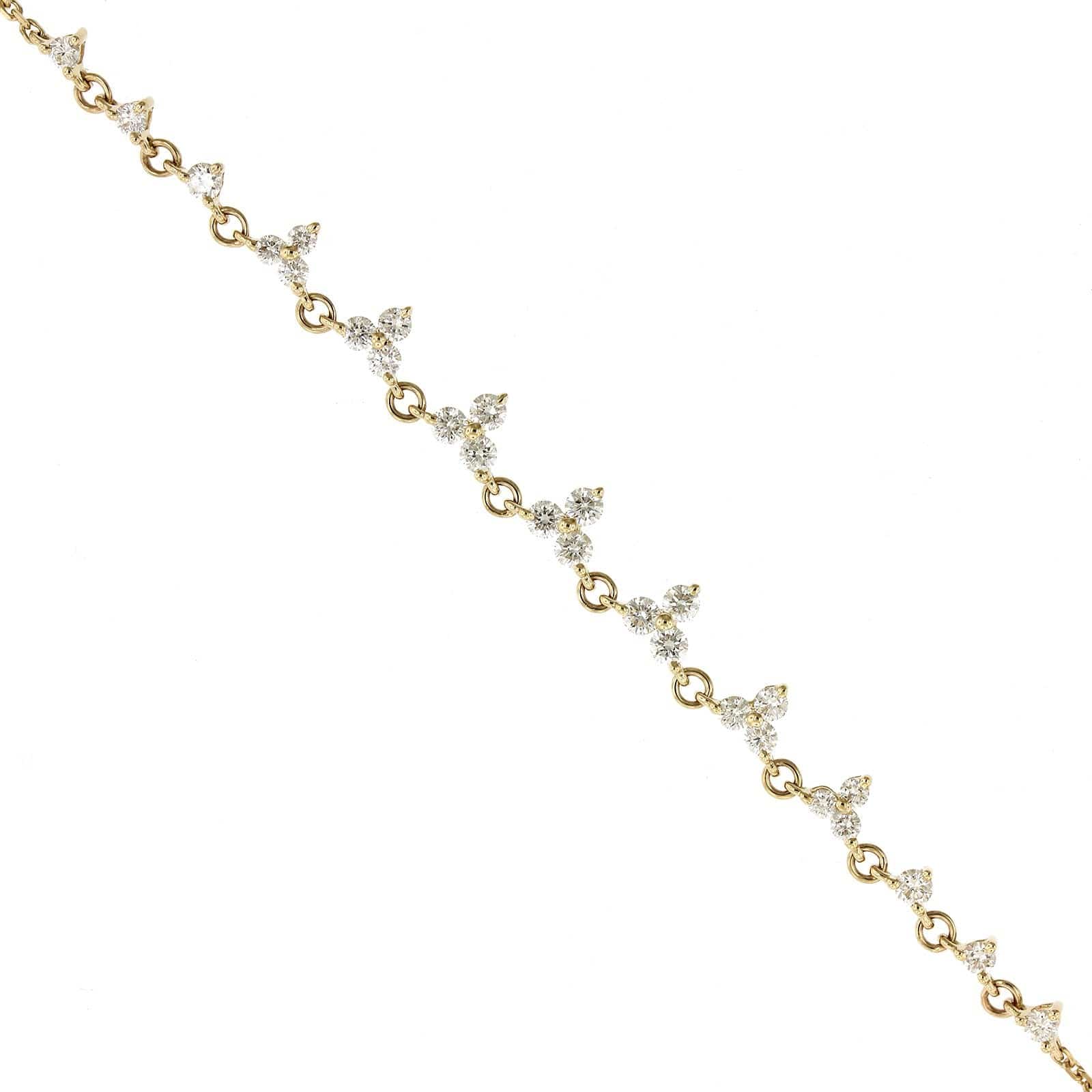14K Yellow Gold Diamond Cluster Chain Bracelet - Image 2