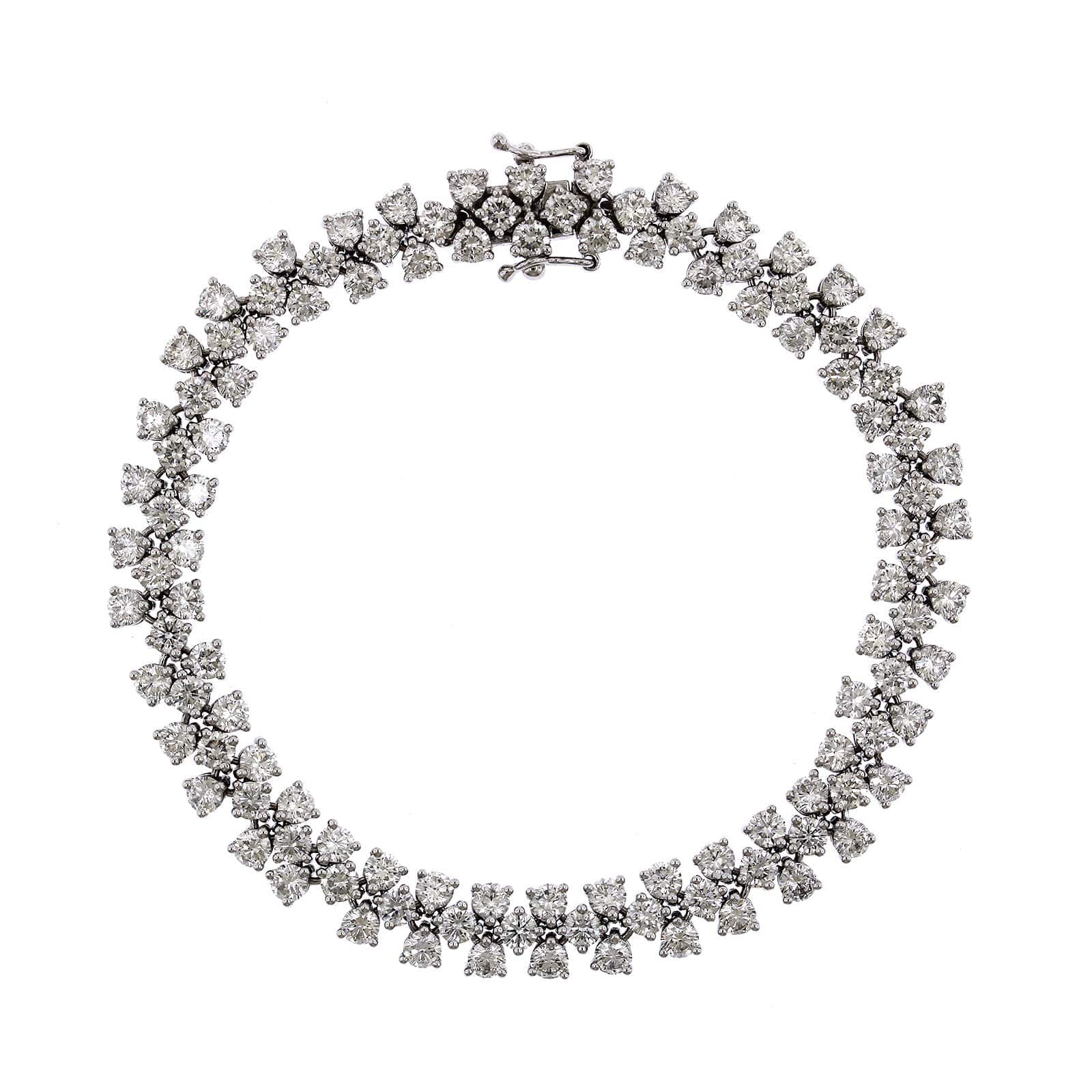 18K White Gold 3 Row Diamond Bracelet