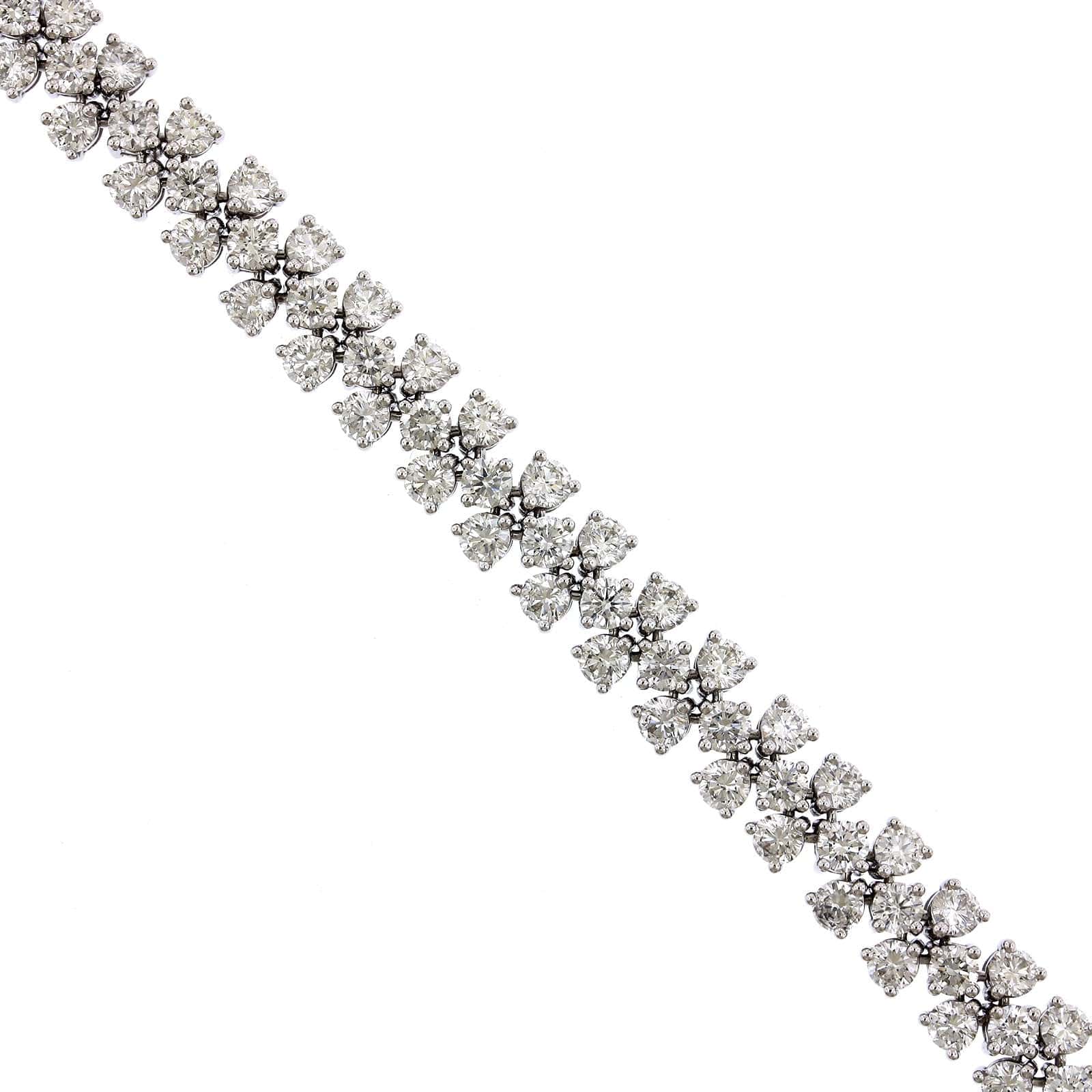 18K White Gold 3 Row Diamond Bracelet - Image 2