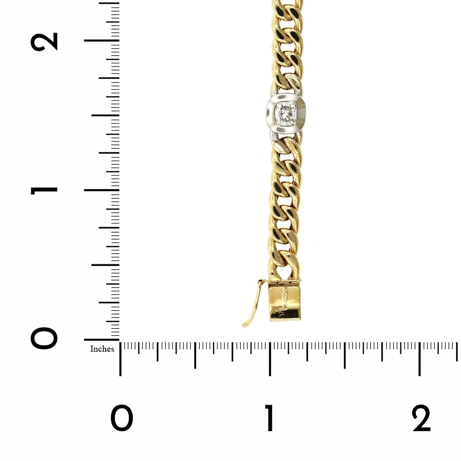 18K Two-Tone Cuban Link Diamond Bracelet - Image 3