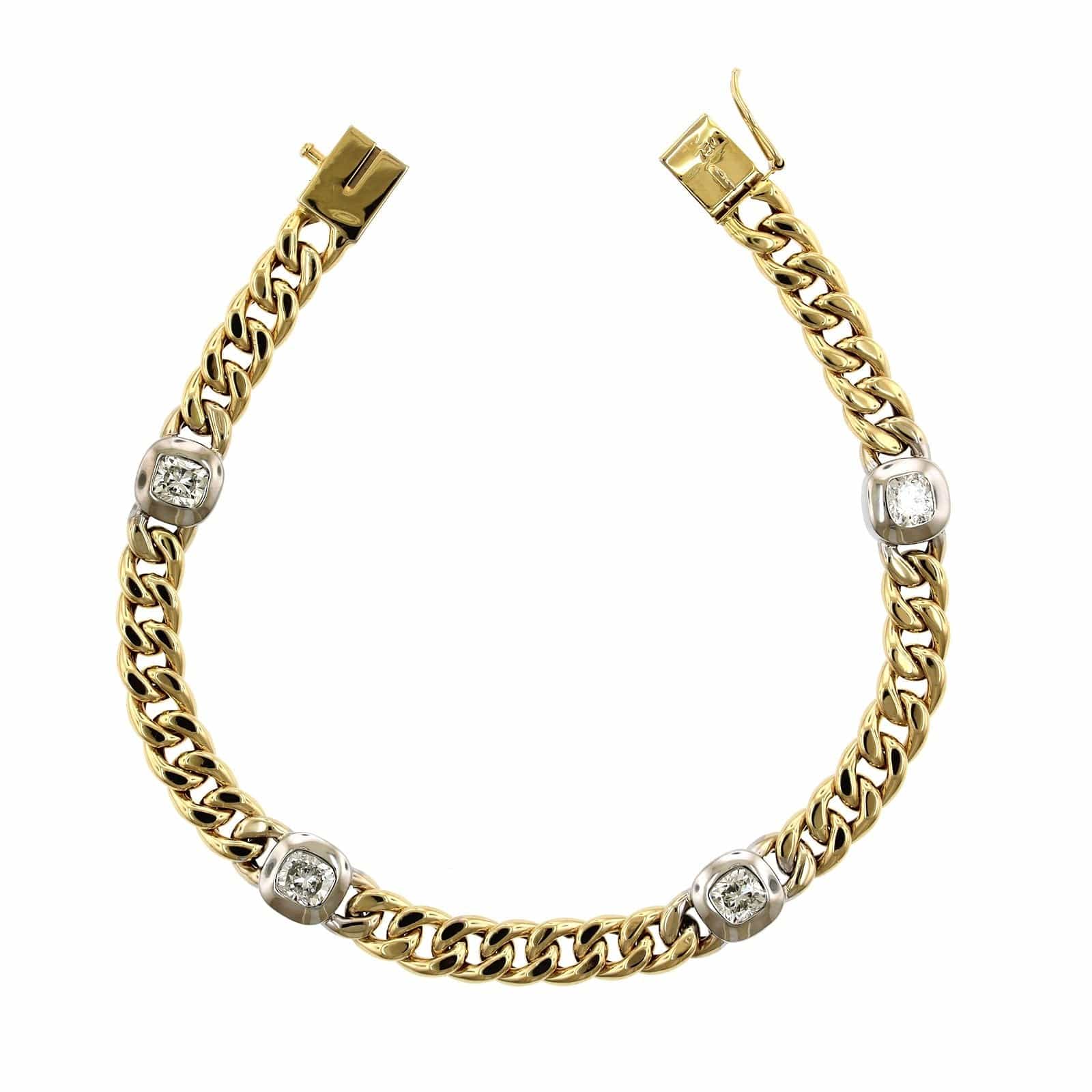 18K Two-Tone Cuban Link Diamond Bracelet - Image 4