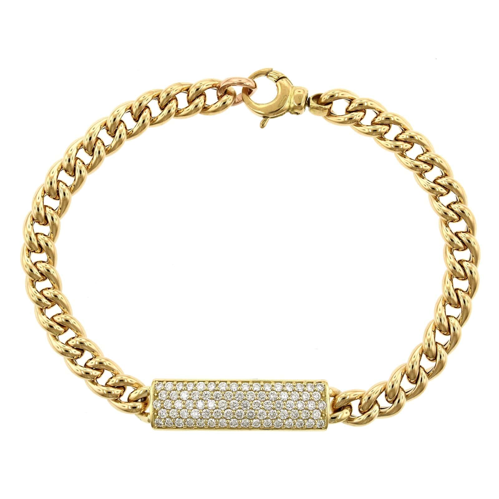 18K Yellow Gold Diamond ID Bracelet