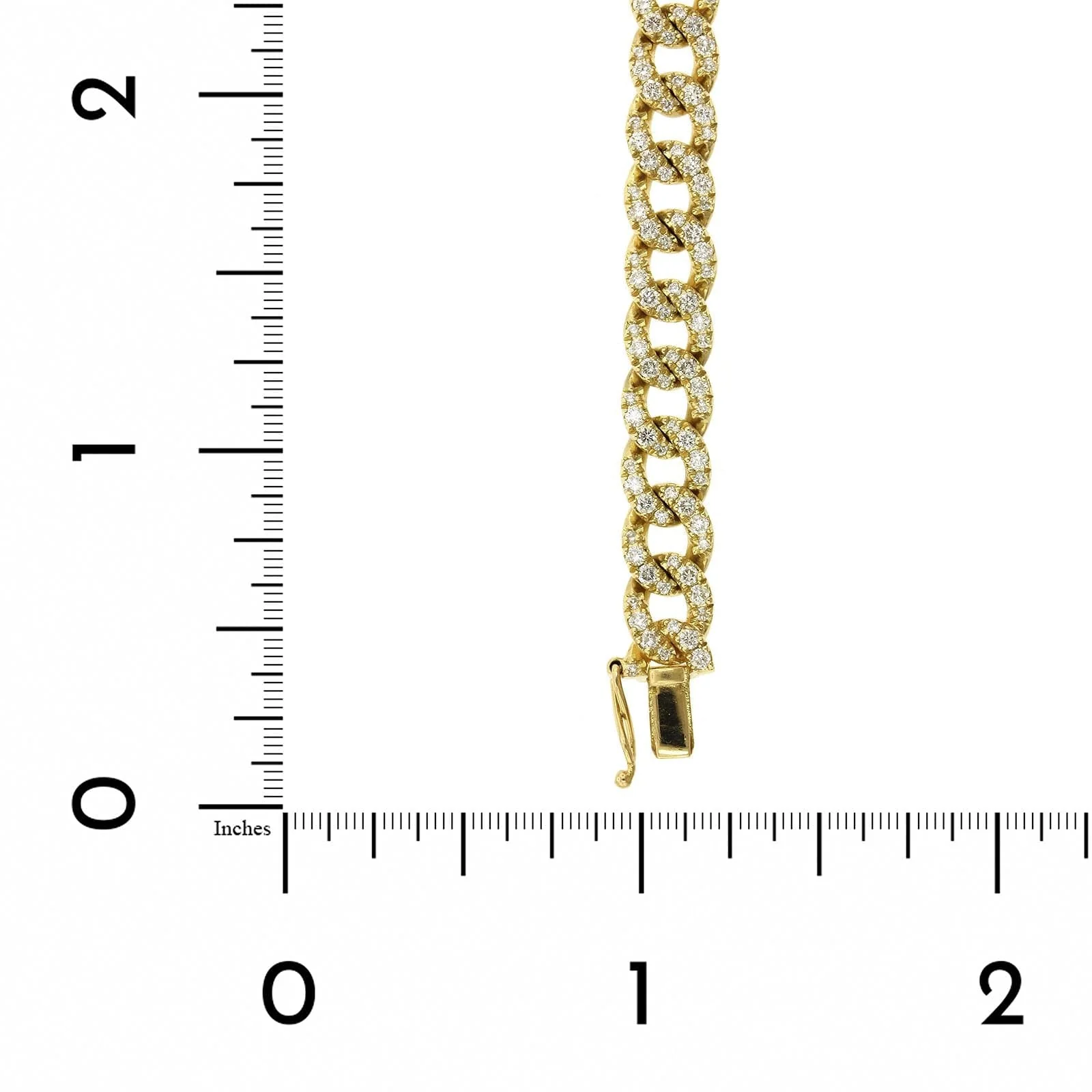 18K Yellow Gold Curb Link Diamond Bracelet - Image 3