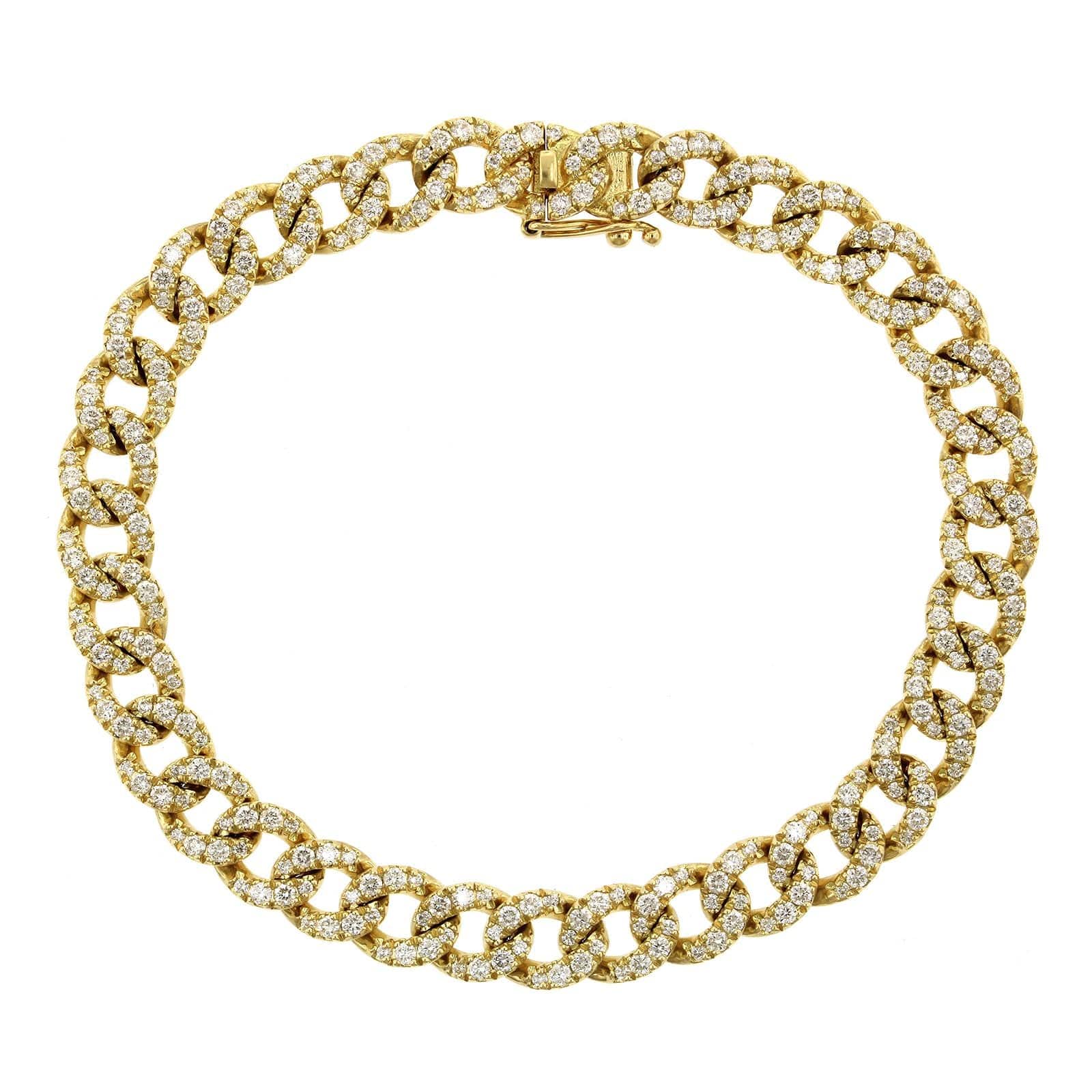 18K Yellow Gold Curb Link Diamond Bracelet - Image 4