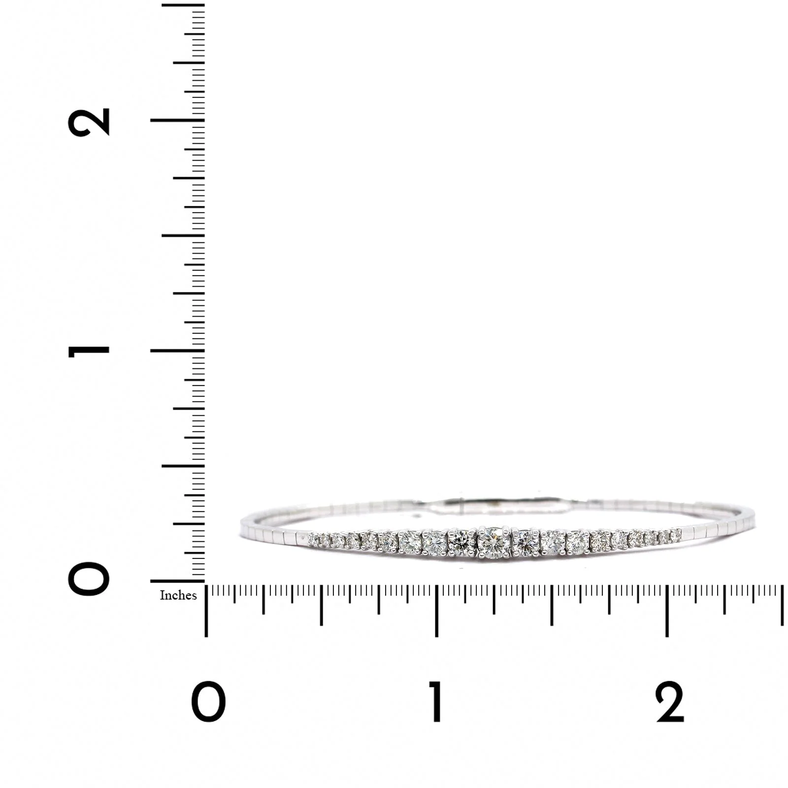 14k White Gold Flexible Graduated Diamond Bangle Bracelet - Image 3