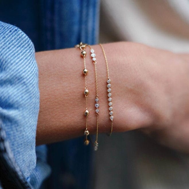 Dana Rebecca 14K Yellow Gold Trio Diamond Station Bracelet - Image 2