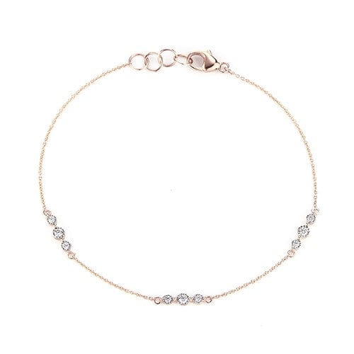 14K Rose Gold Trio Diamond Station Bracelet