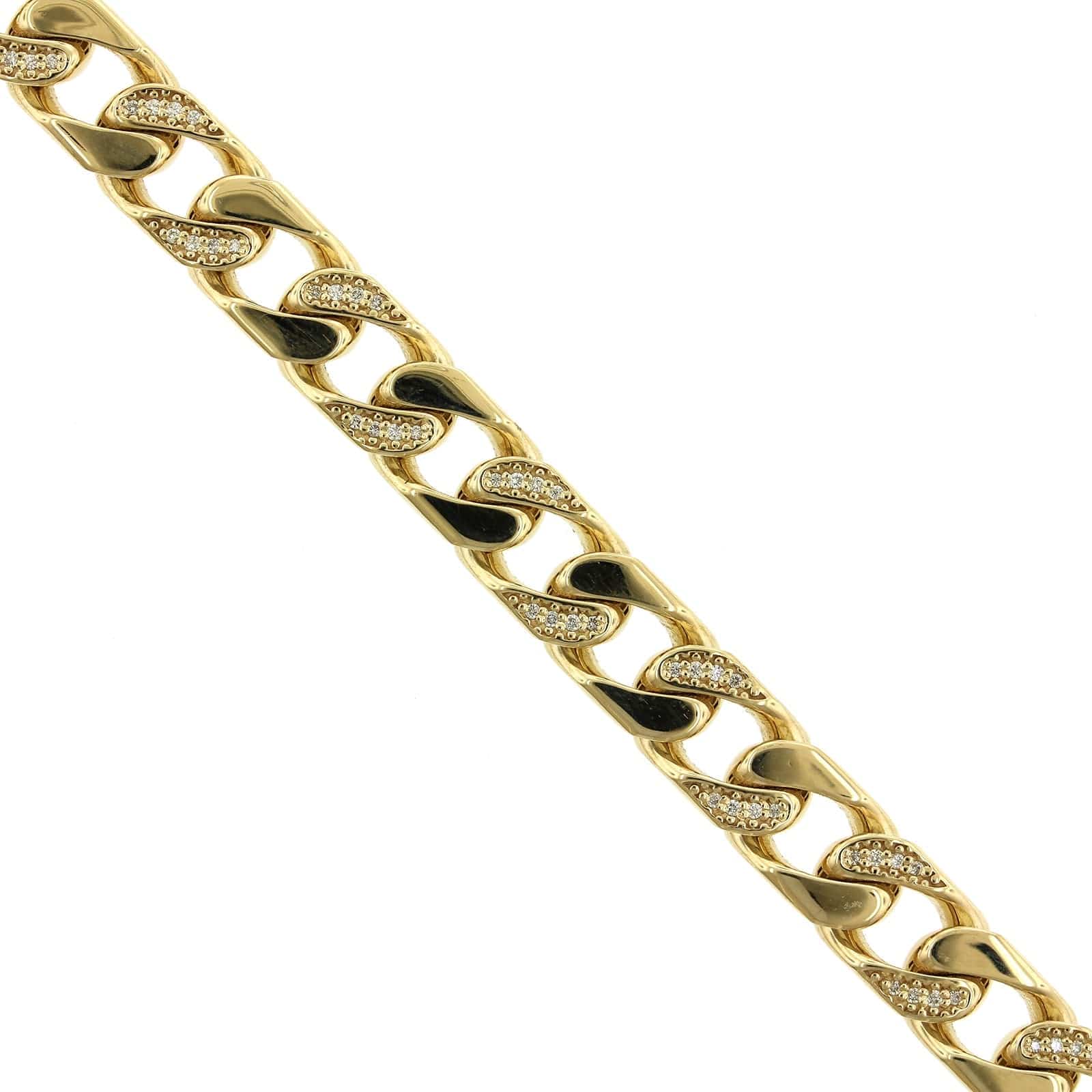 14K Yellow Gold Pave Diamond Curb Link Bracelet - Image 3