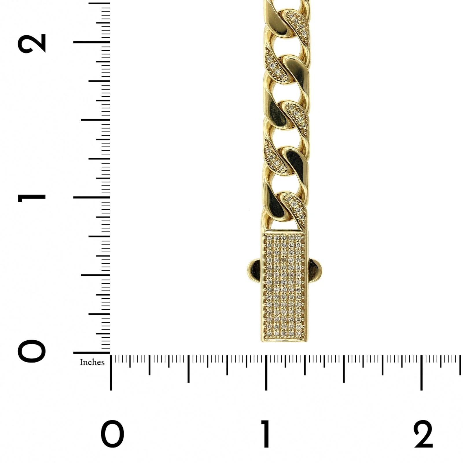14K Yellow Gold Pave Diamond Curb Link Bracelet - Image 4