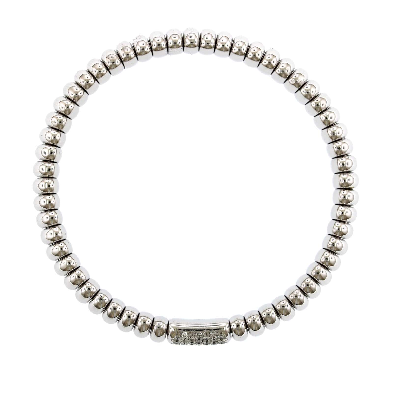 18K White Gold Oval Rondelles Diamond Stretch Bracelet - Image 3
