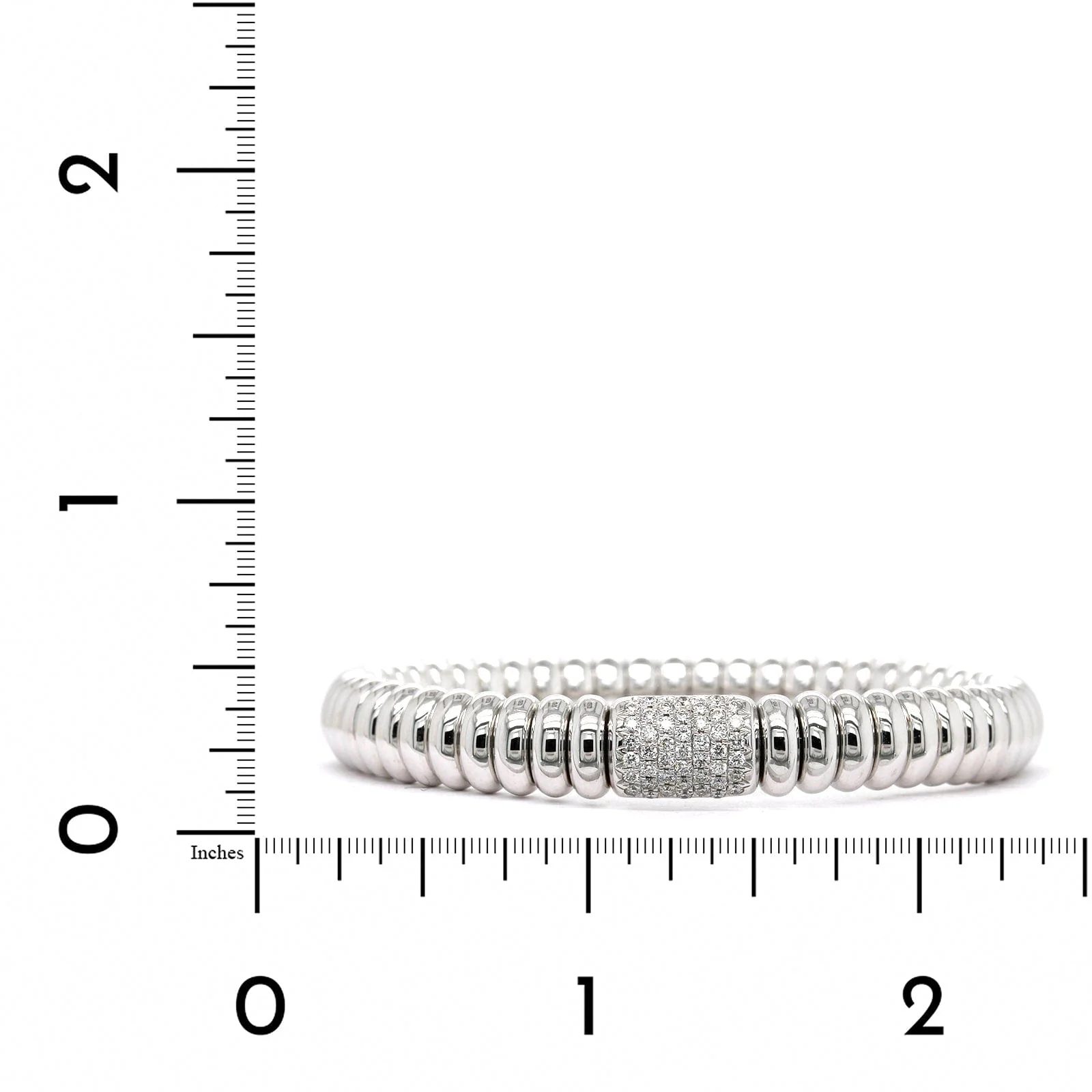 18K White Gold Oval Rondelles Diamond Stretch Bracelet - Image 4