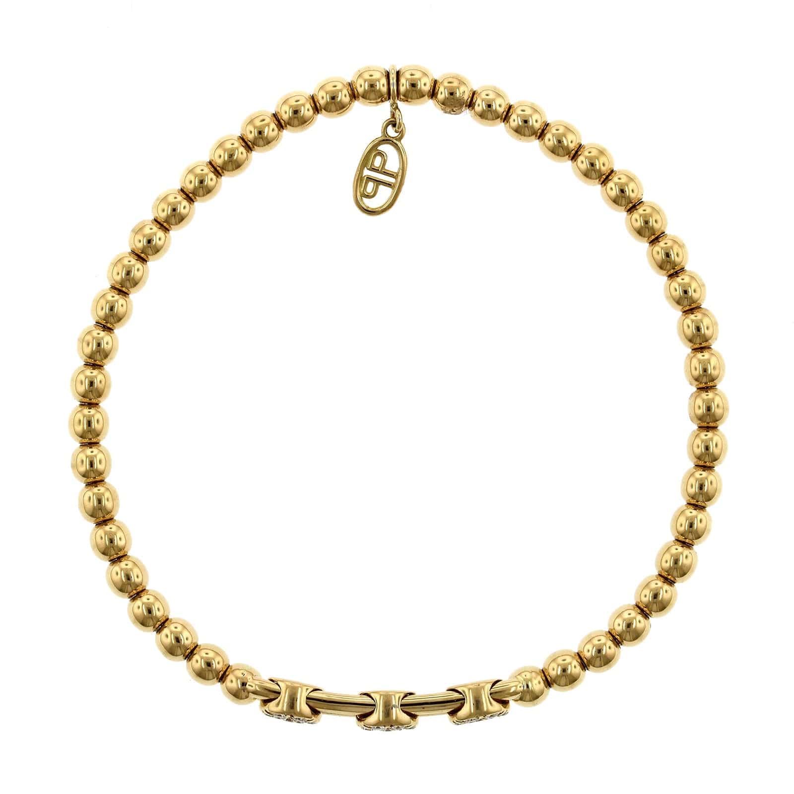 18K Yellow Gold 3 Diamond Station Stretch Bracelet - Image 3