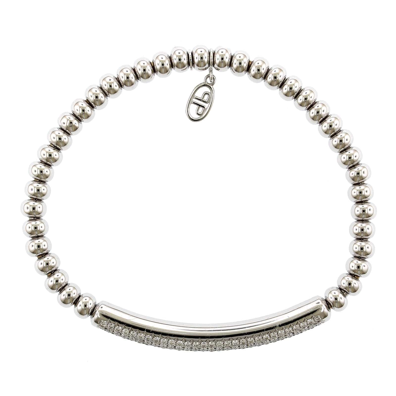 18K White Gold Diamond Bar Stretch Bracelet - Image 2