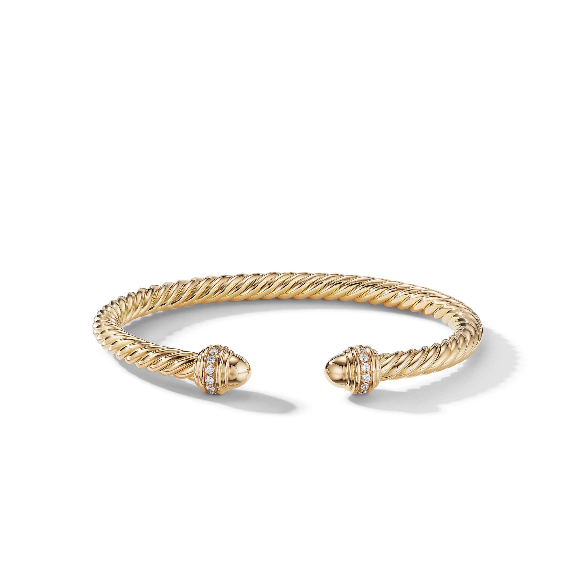 Cable Bracelet in 18K Gold with Gold Dome and Diamonds - Image 3