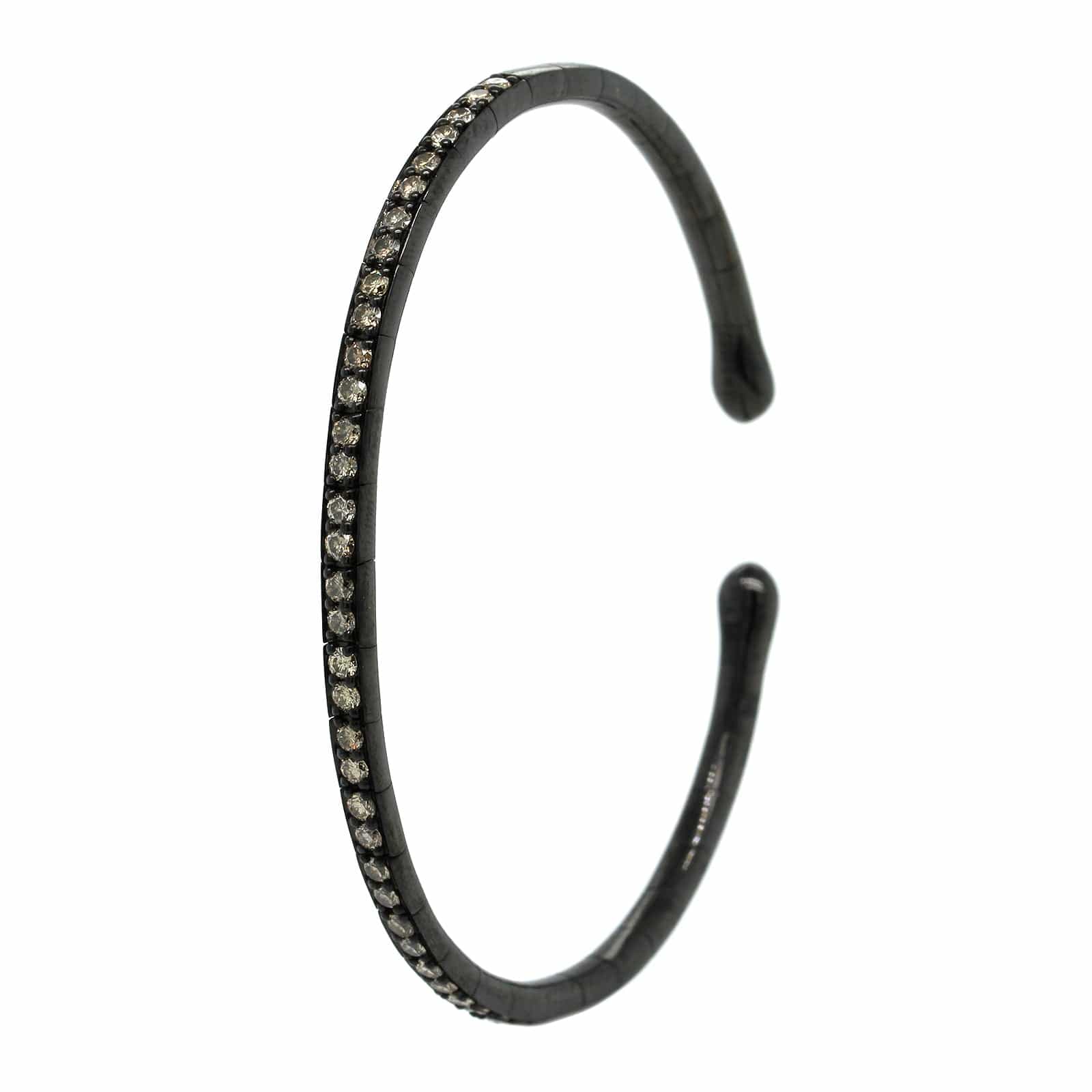 Etho Maria Blackened 18K Yellow Gold Brown Diamond Cuff Bracelet - Image 3