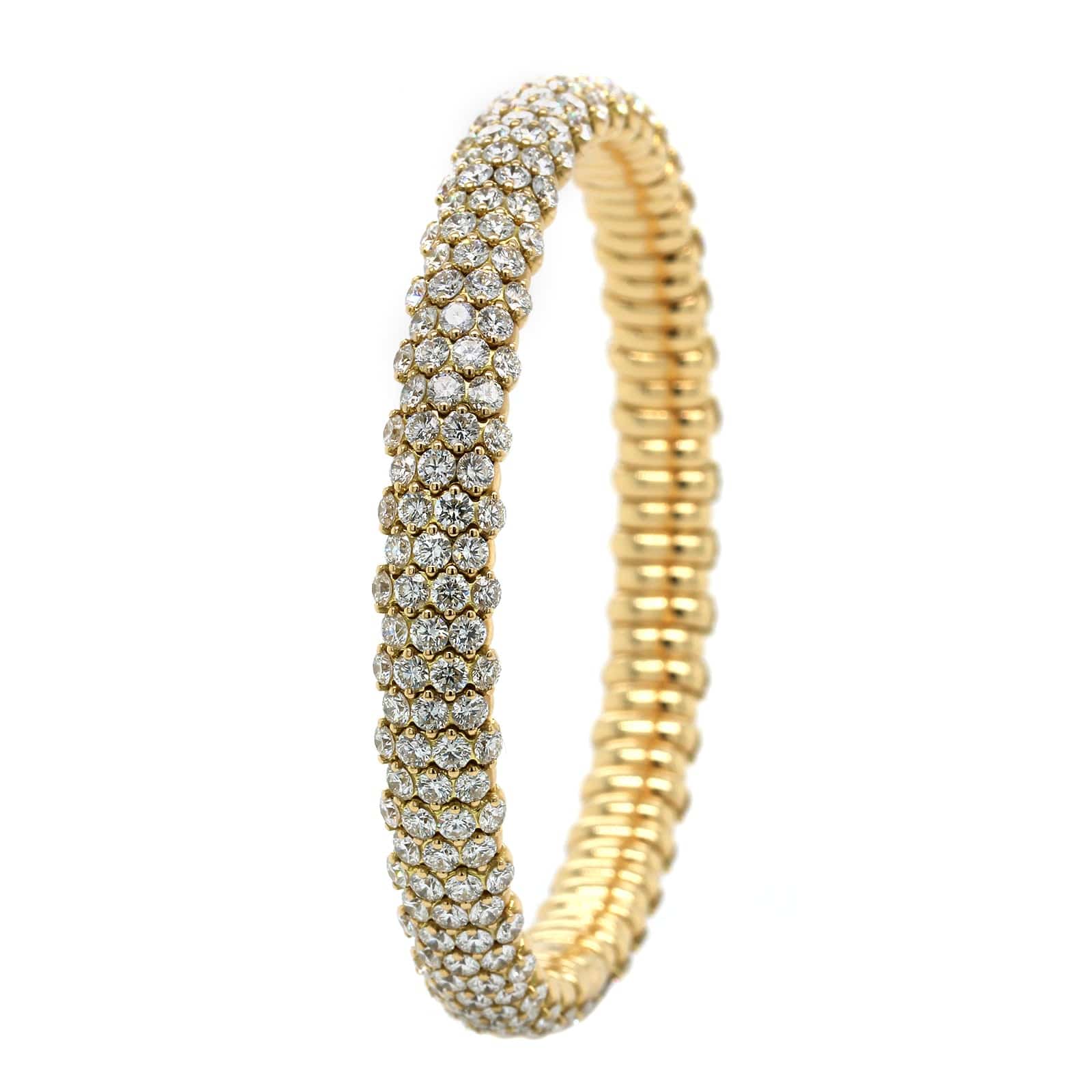 Zydo 18K Yellow Gold Pave Diamond Stretch Bracelet - Image 2
