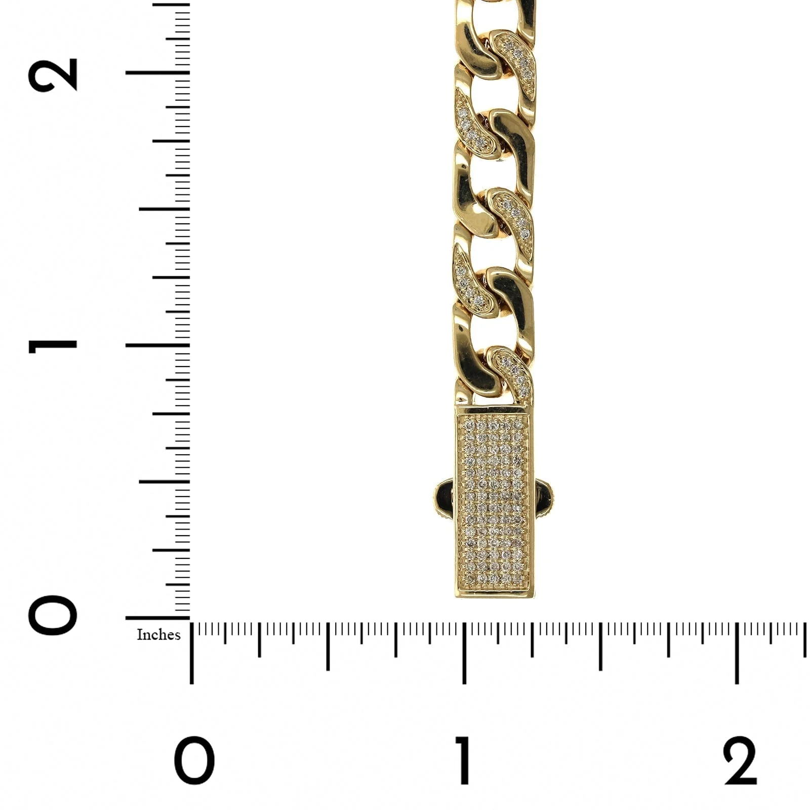 14K Yellow Gold Curb Link Diamond Bracelet - Image 3