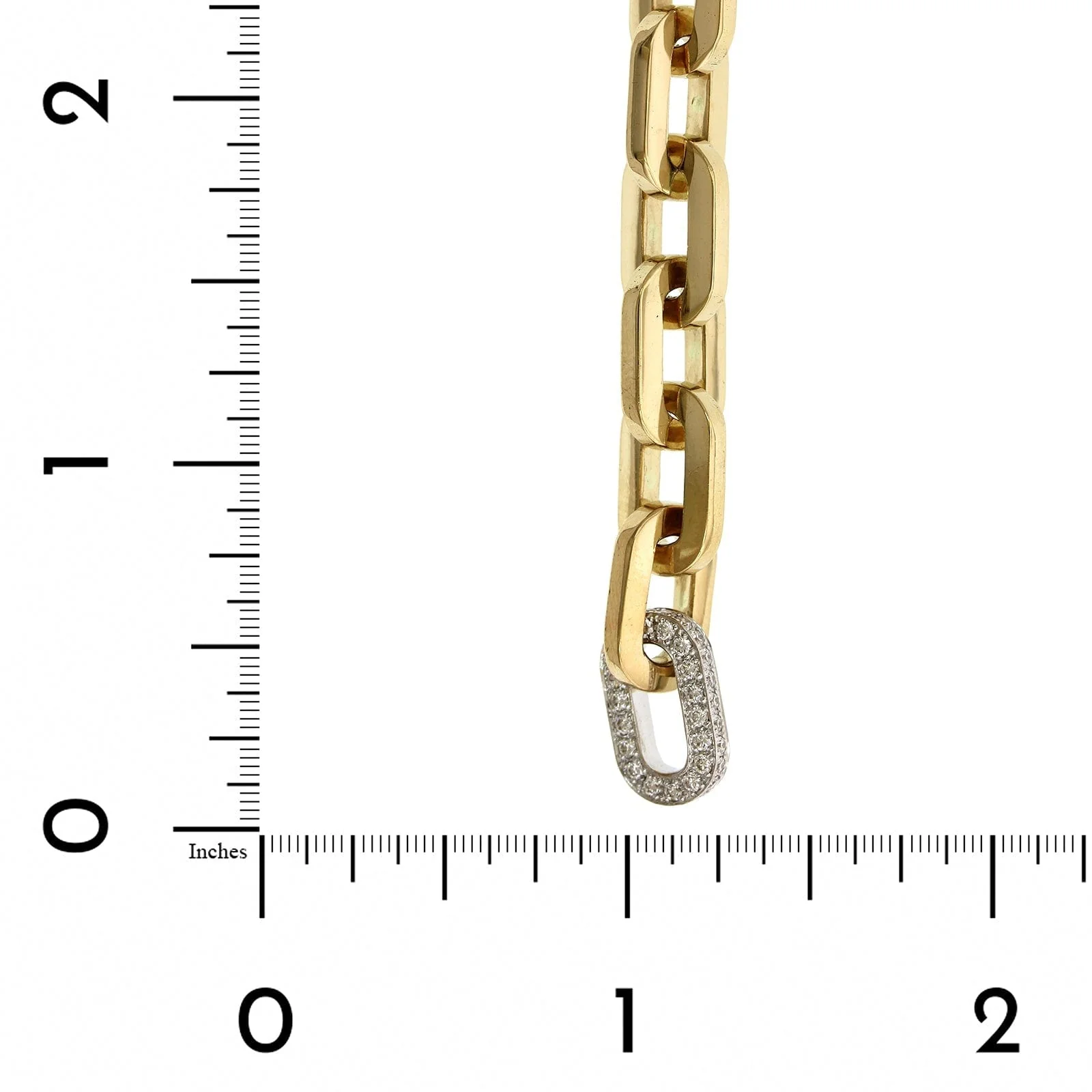 18K Yellow Gold Diamond Square Link Bracelet - Image 3
