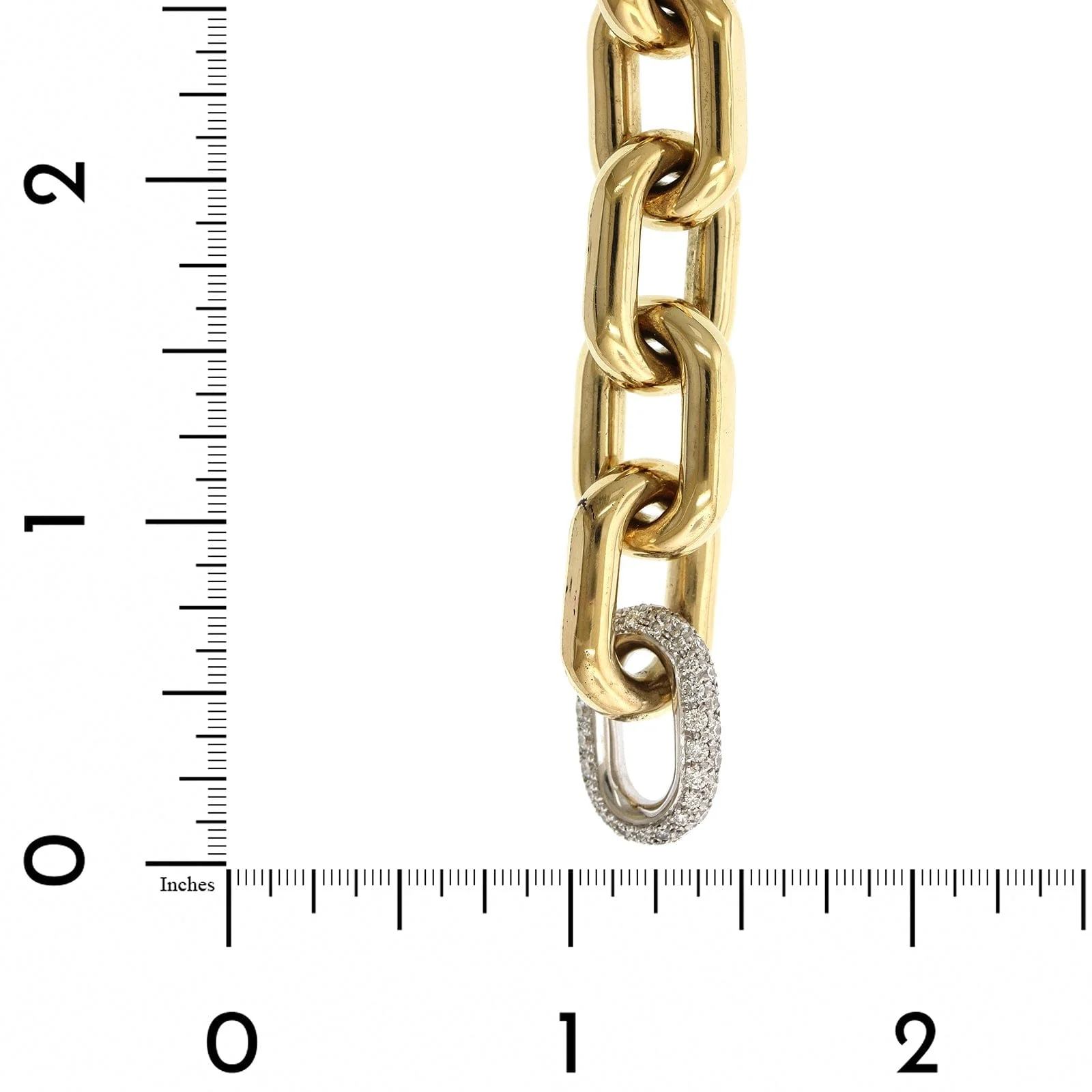 18K Yellow Gold Diamond Oval Link Bracelet - Image 3