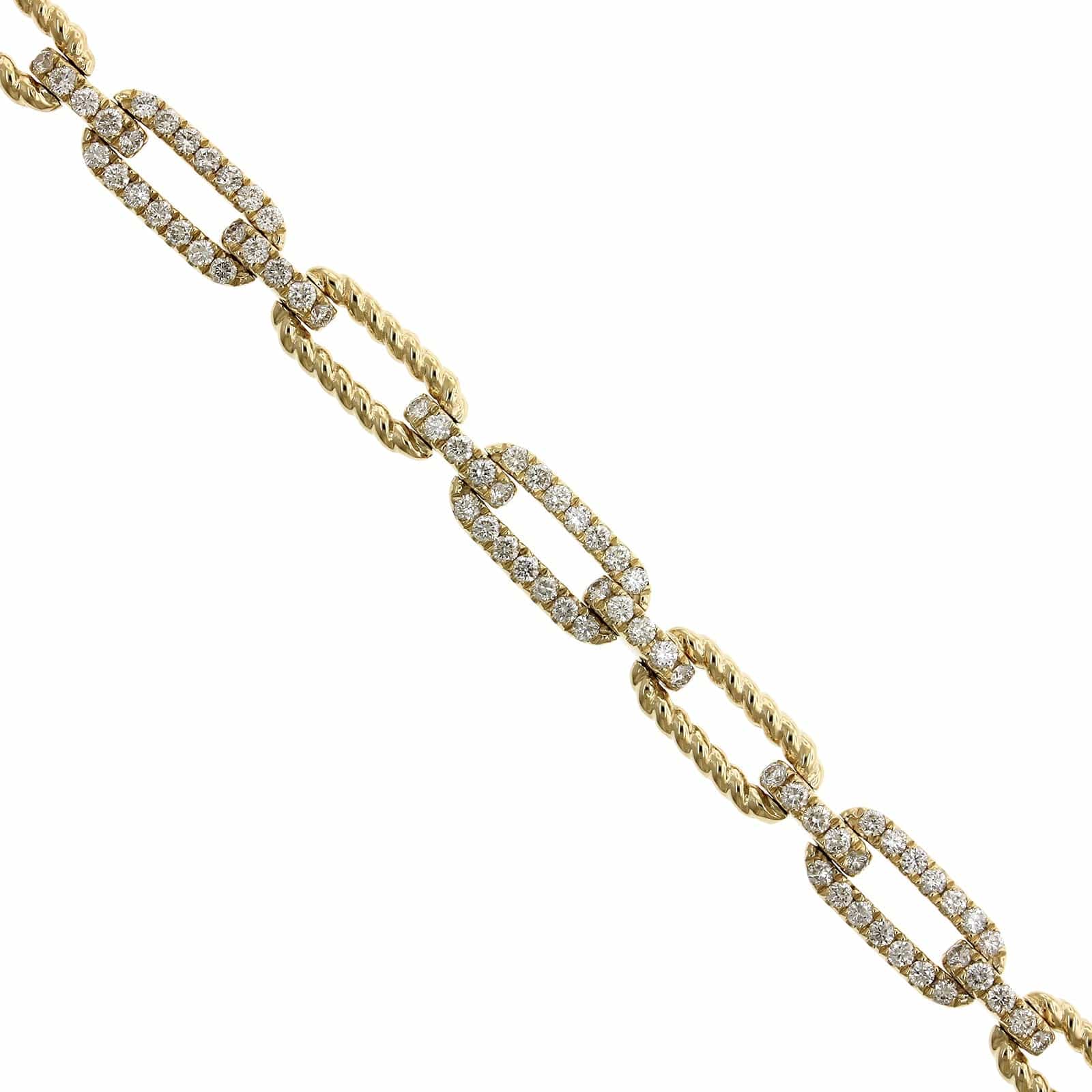 14K Yellow Gold Paperclip Diamond Bracelet - Image 2