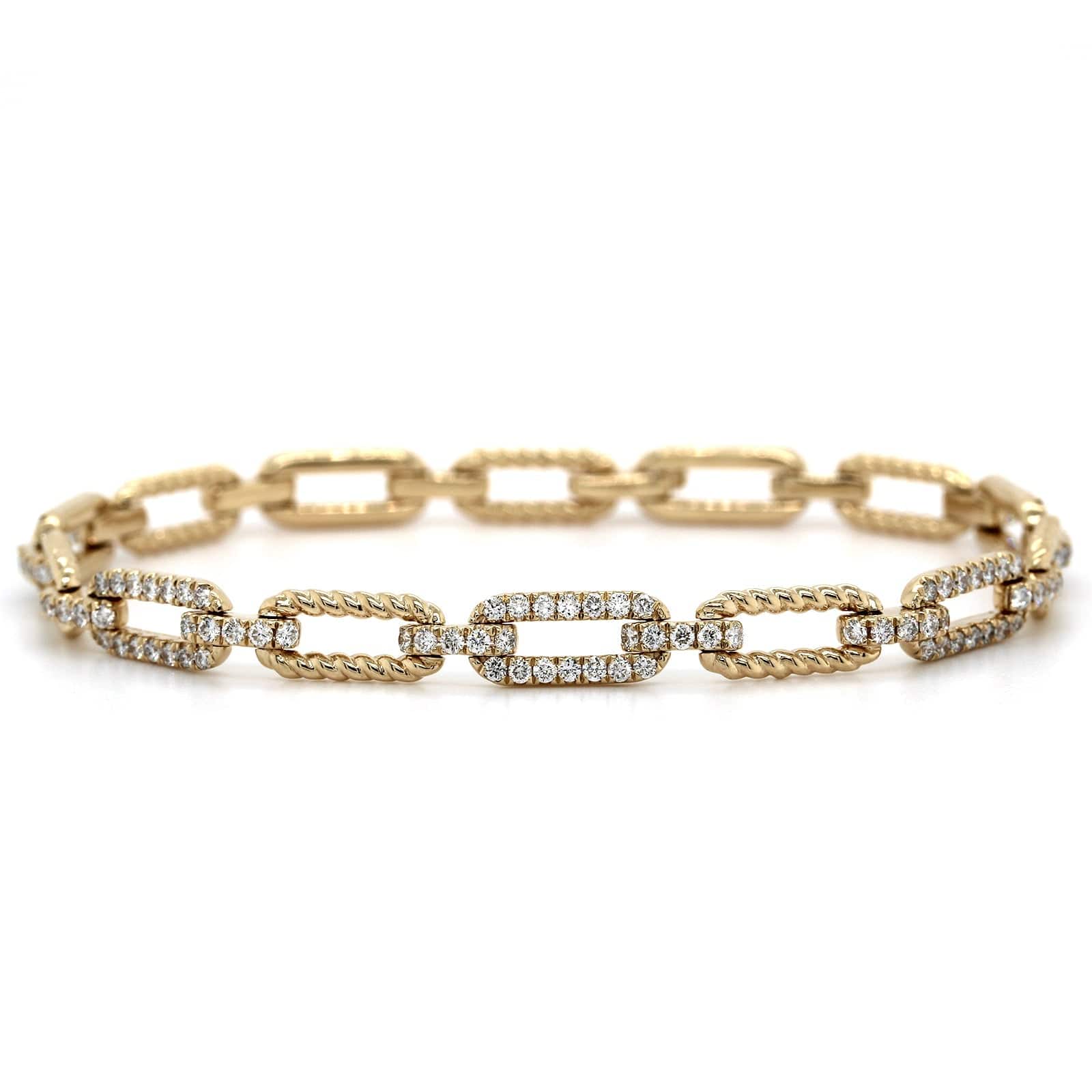 14K Yellow Gold Paperclip Diamond Bracelet - Image 4