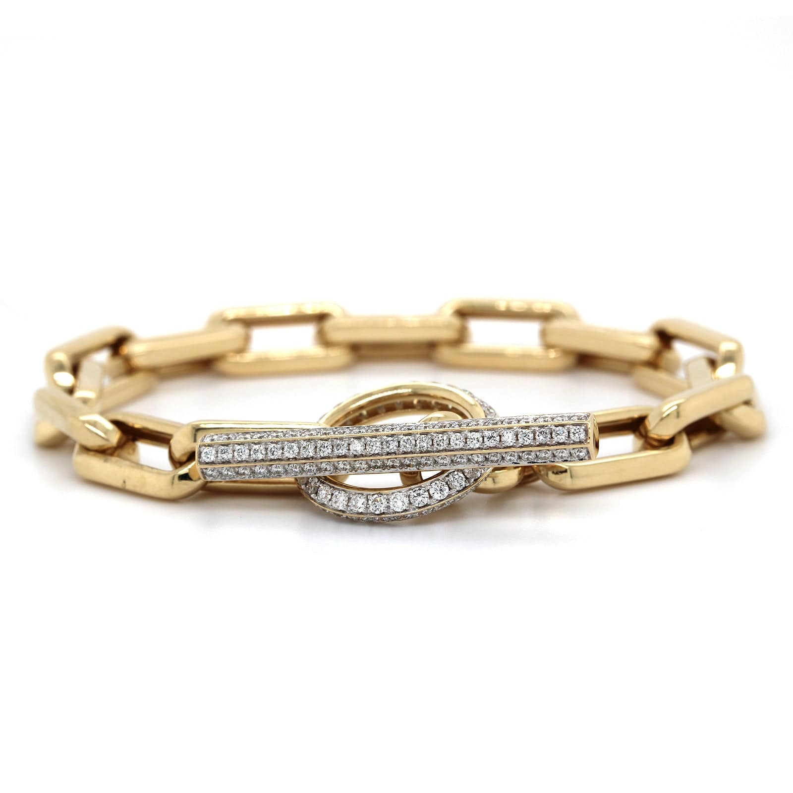 14K Yellow Gold  Diamond Toggle Paperclip Bracelet - Image 5
