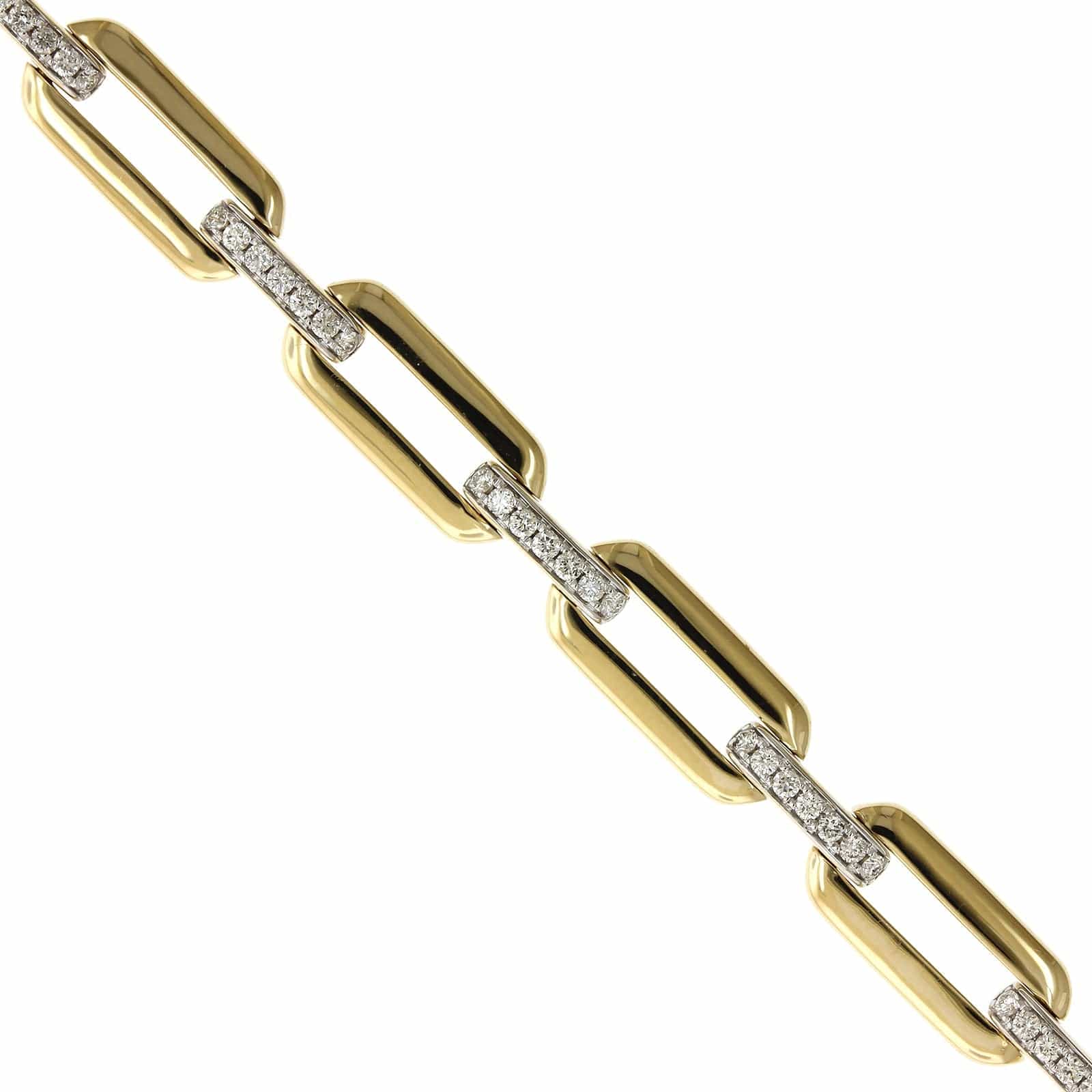 14K Yellow Gold Paperclip Diamond Clasp Bracelet - Image 2