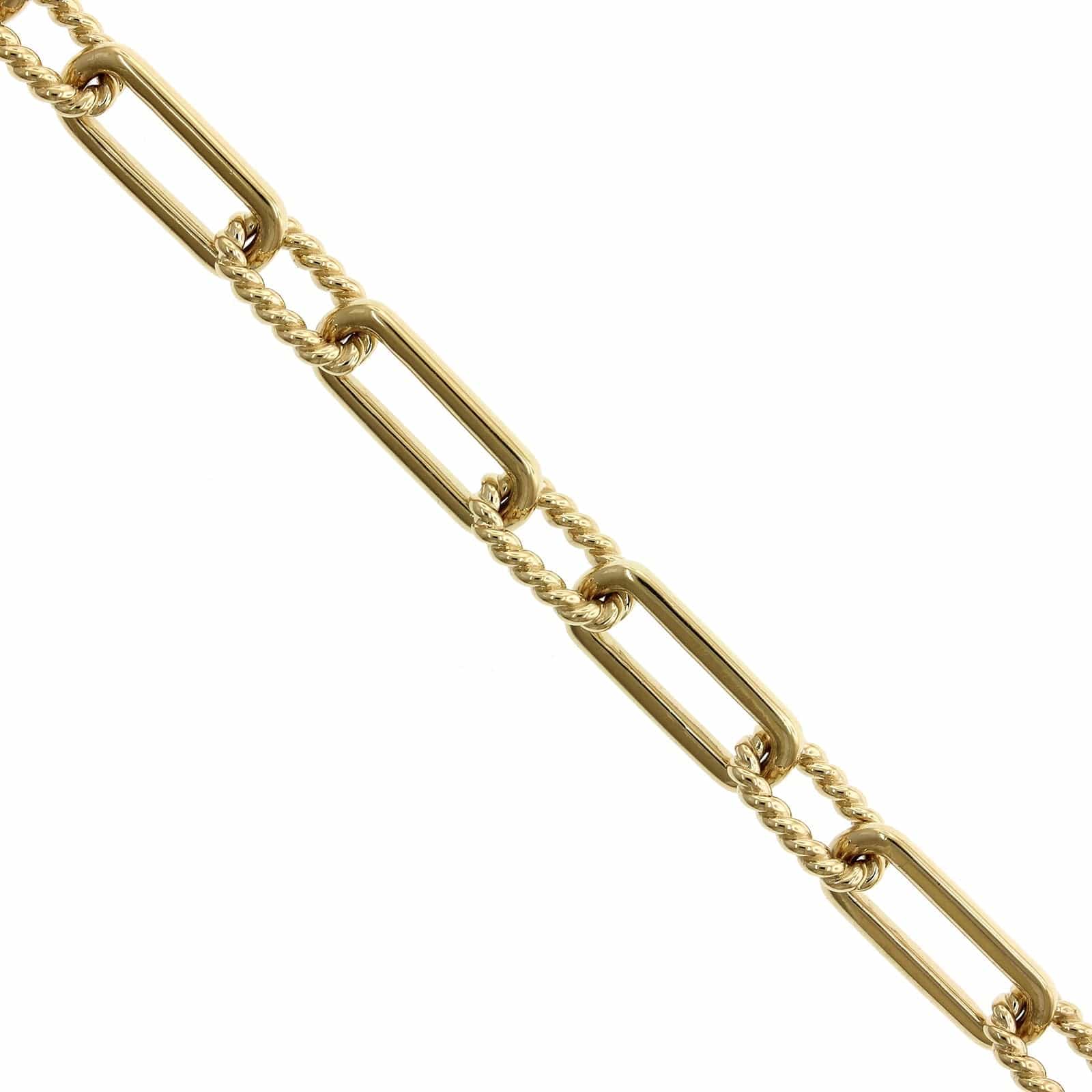 14K Yellow Gold Paperclip Diamond Heart Bracelet - Image 2