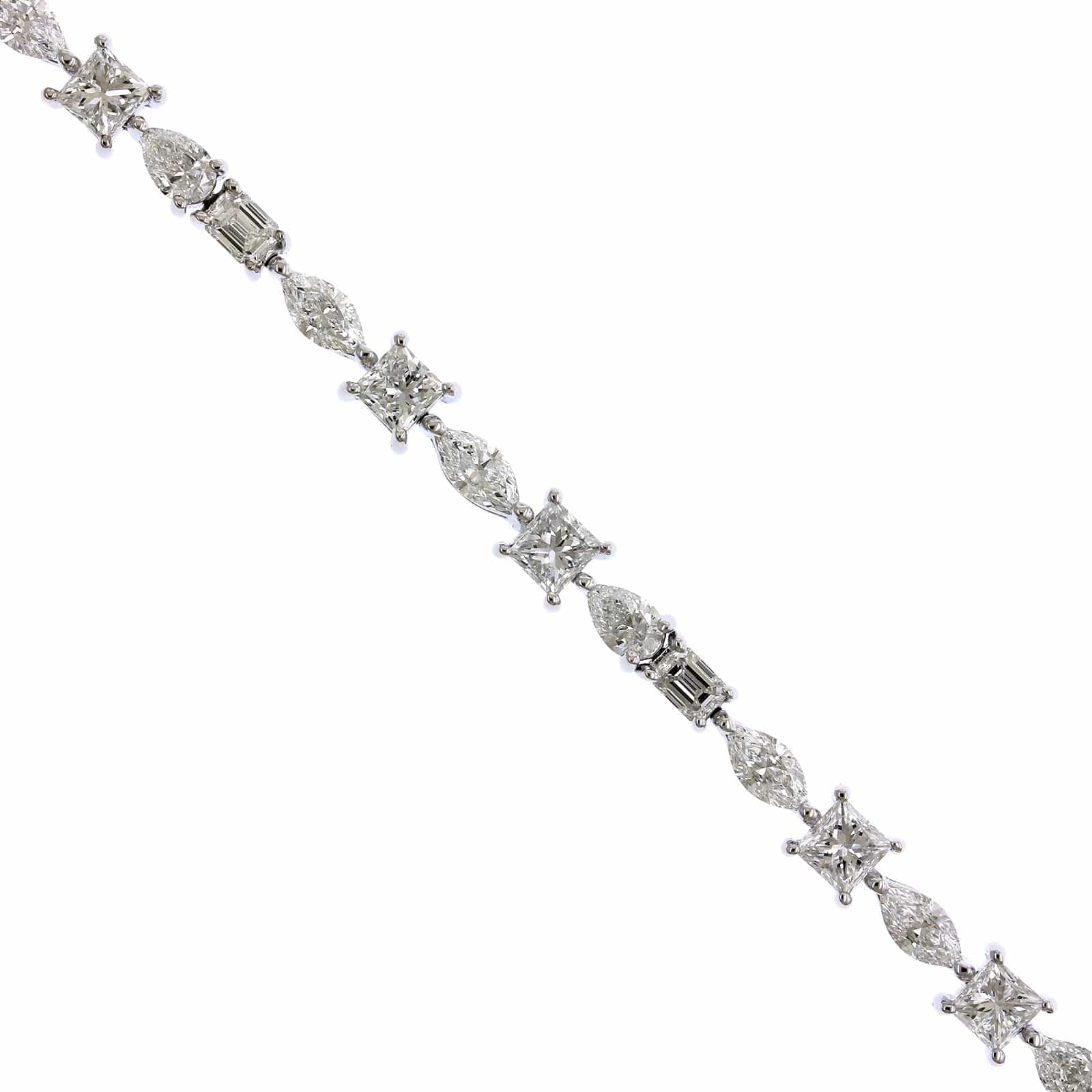 18K White Gold Multi Shape Diamond Line Bracelet - Image 2